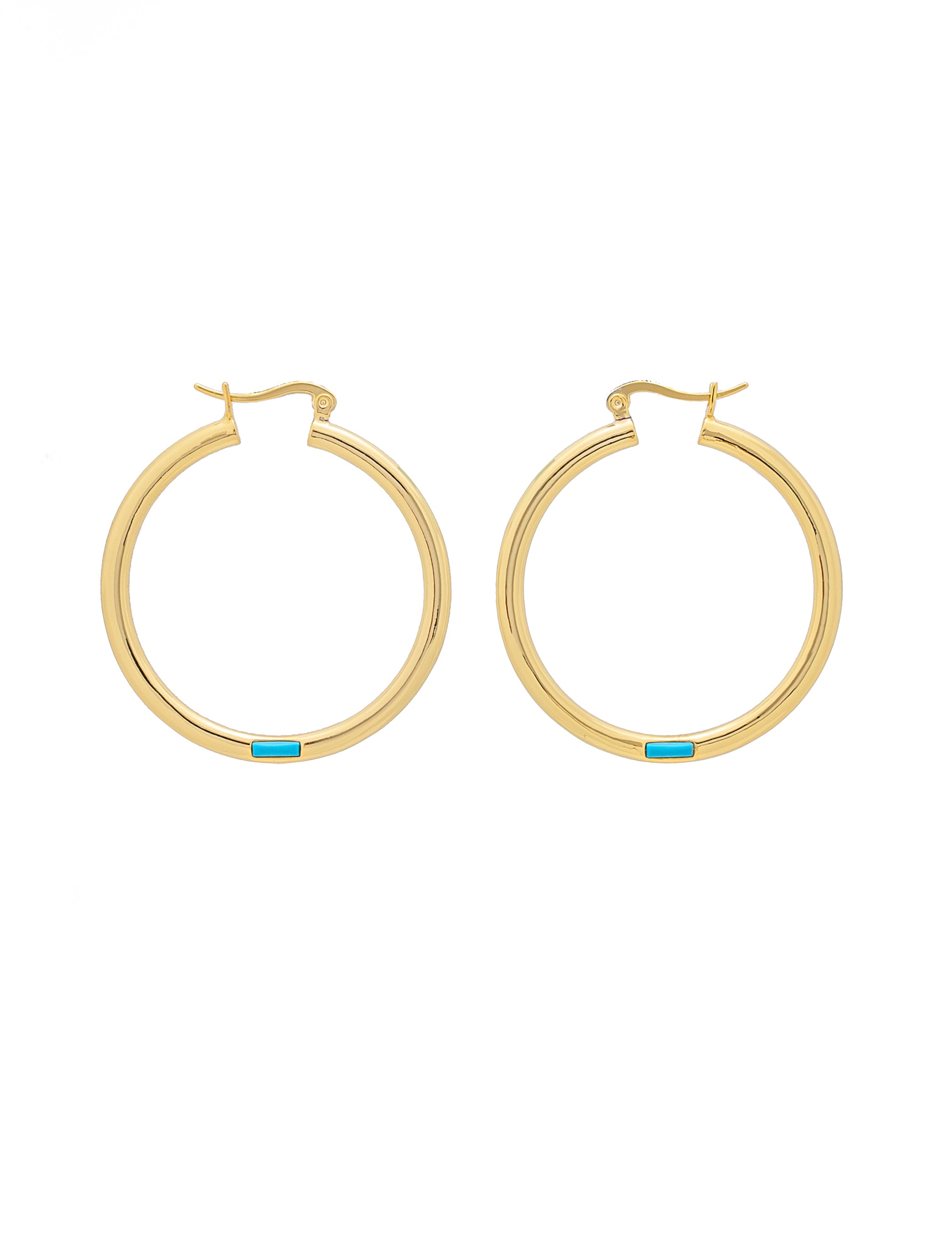 Gold Turquoise Stone Hoop