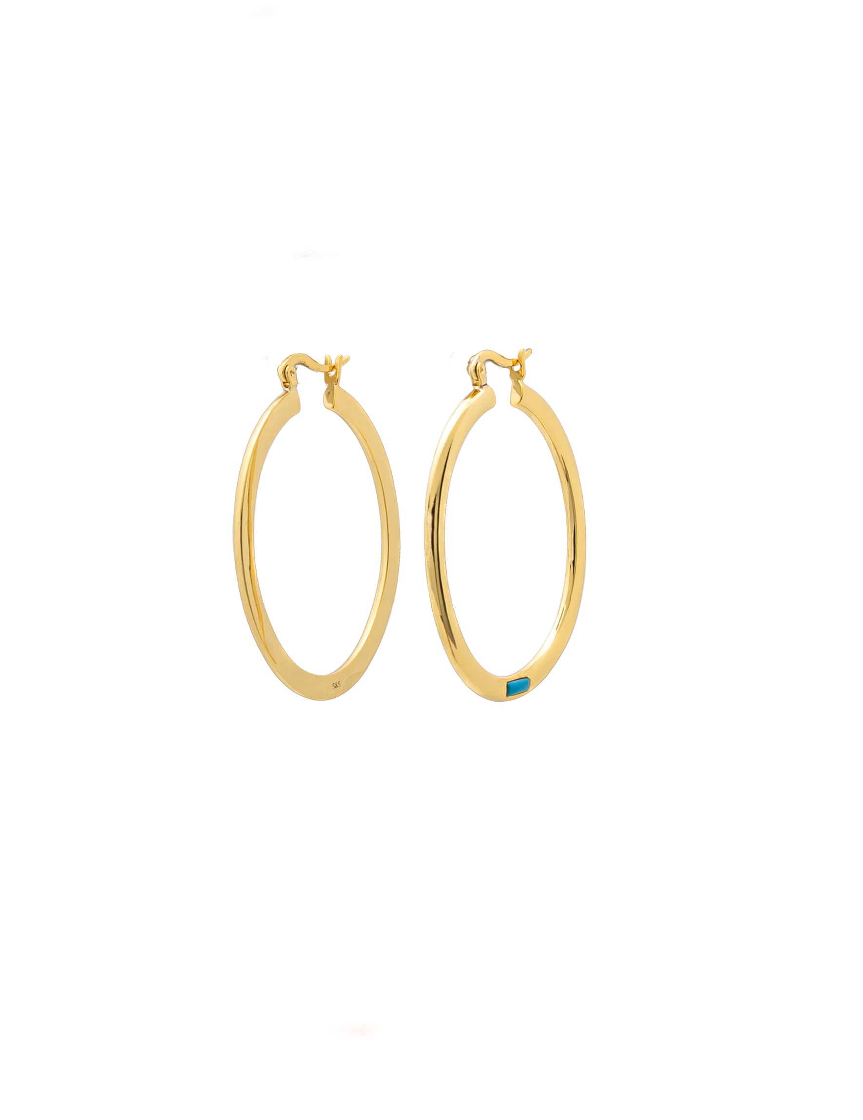 Gold Turquoise Stone Hoop