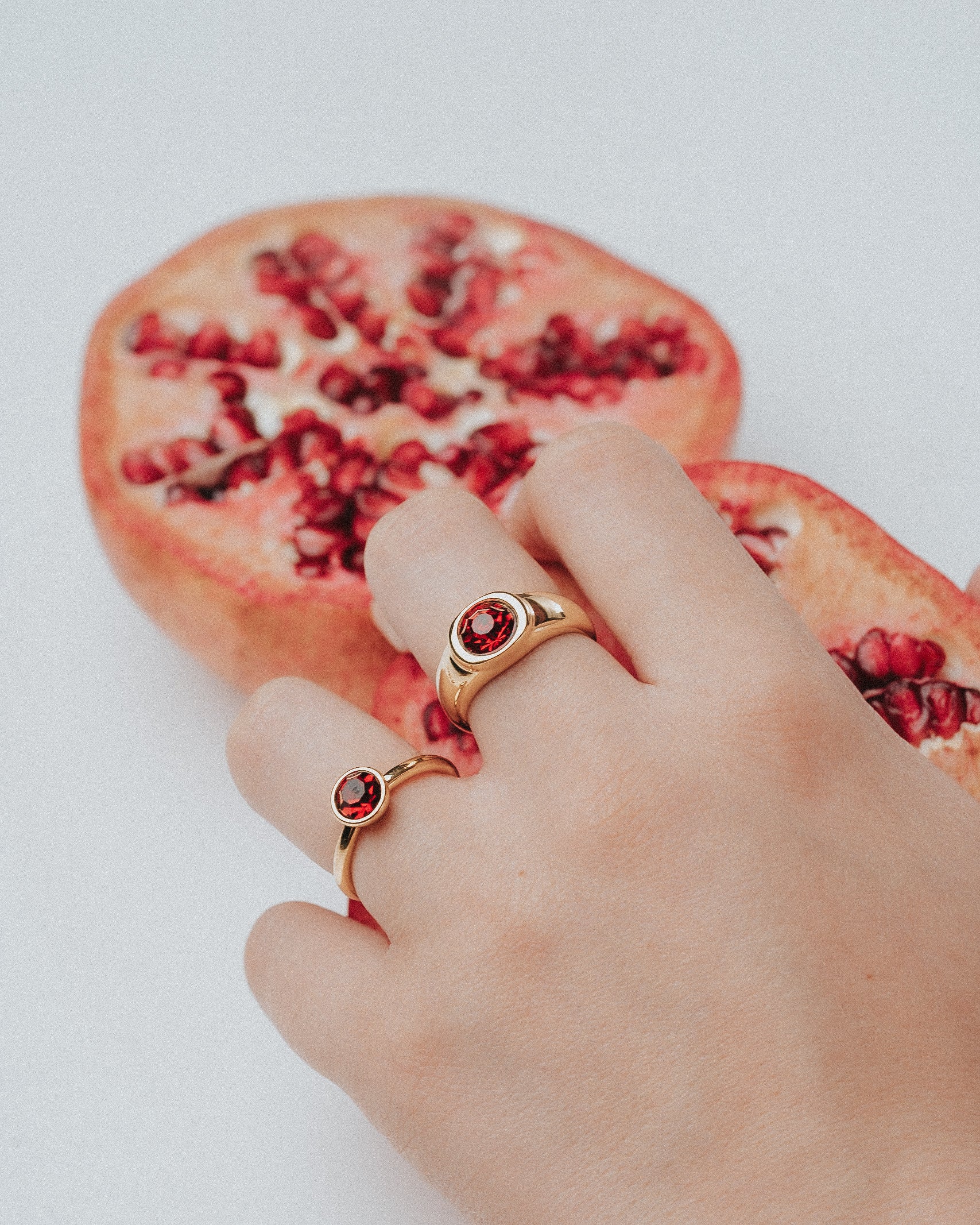 Gold Ruby Small Round Stone Ring