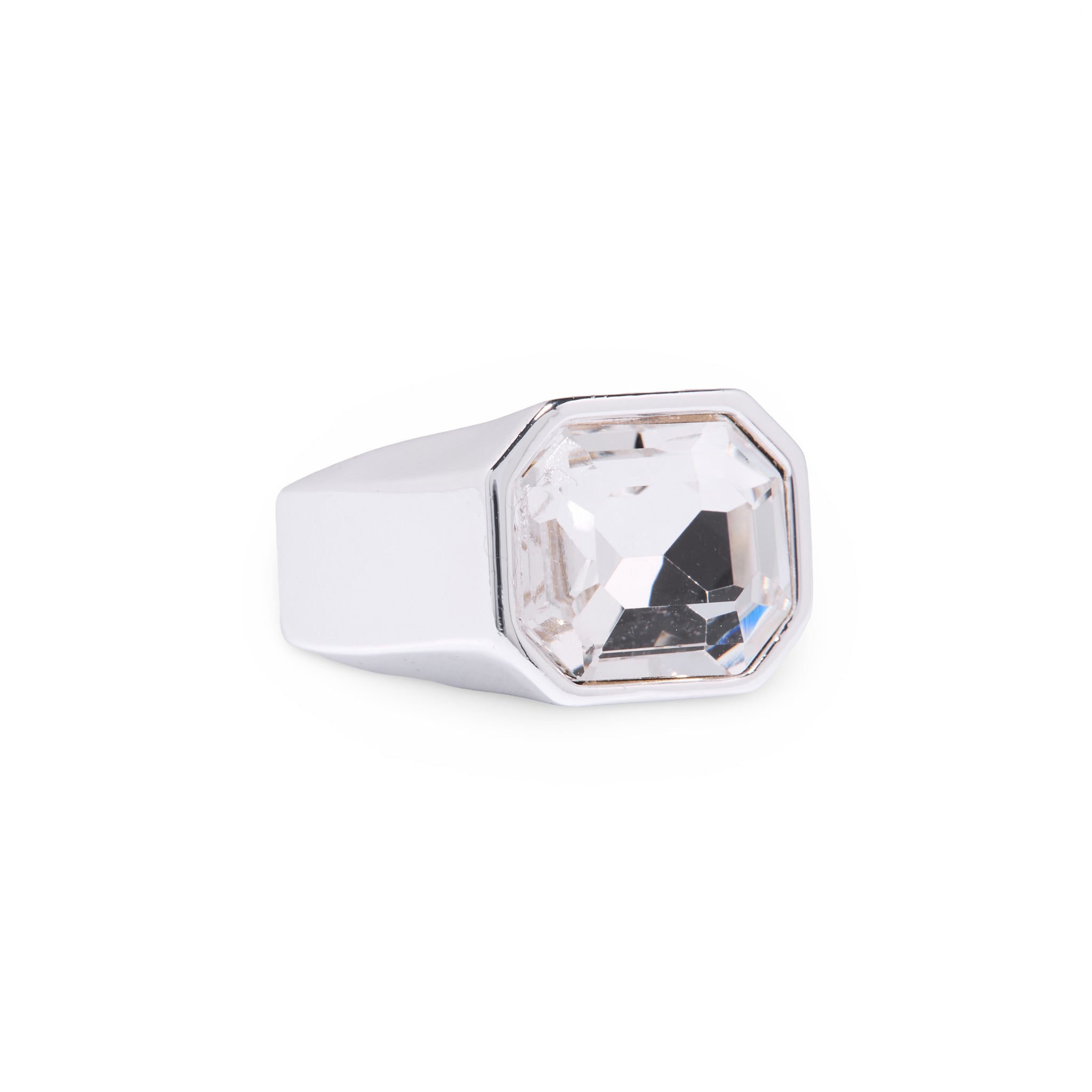 Silver Crystal Chunky Gem Ring