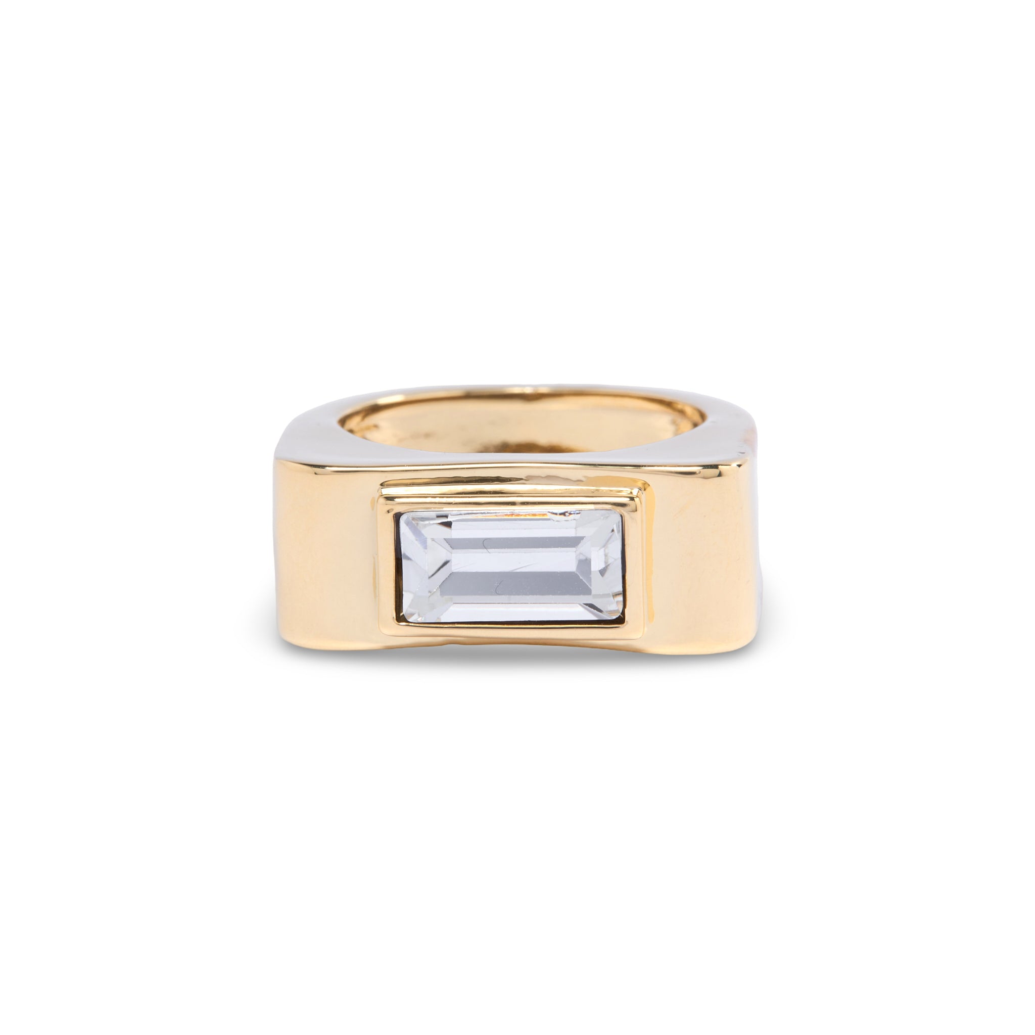 Gold Crystal Rectangle Stone Ring