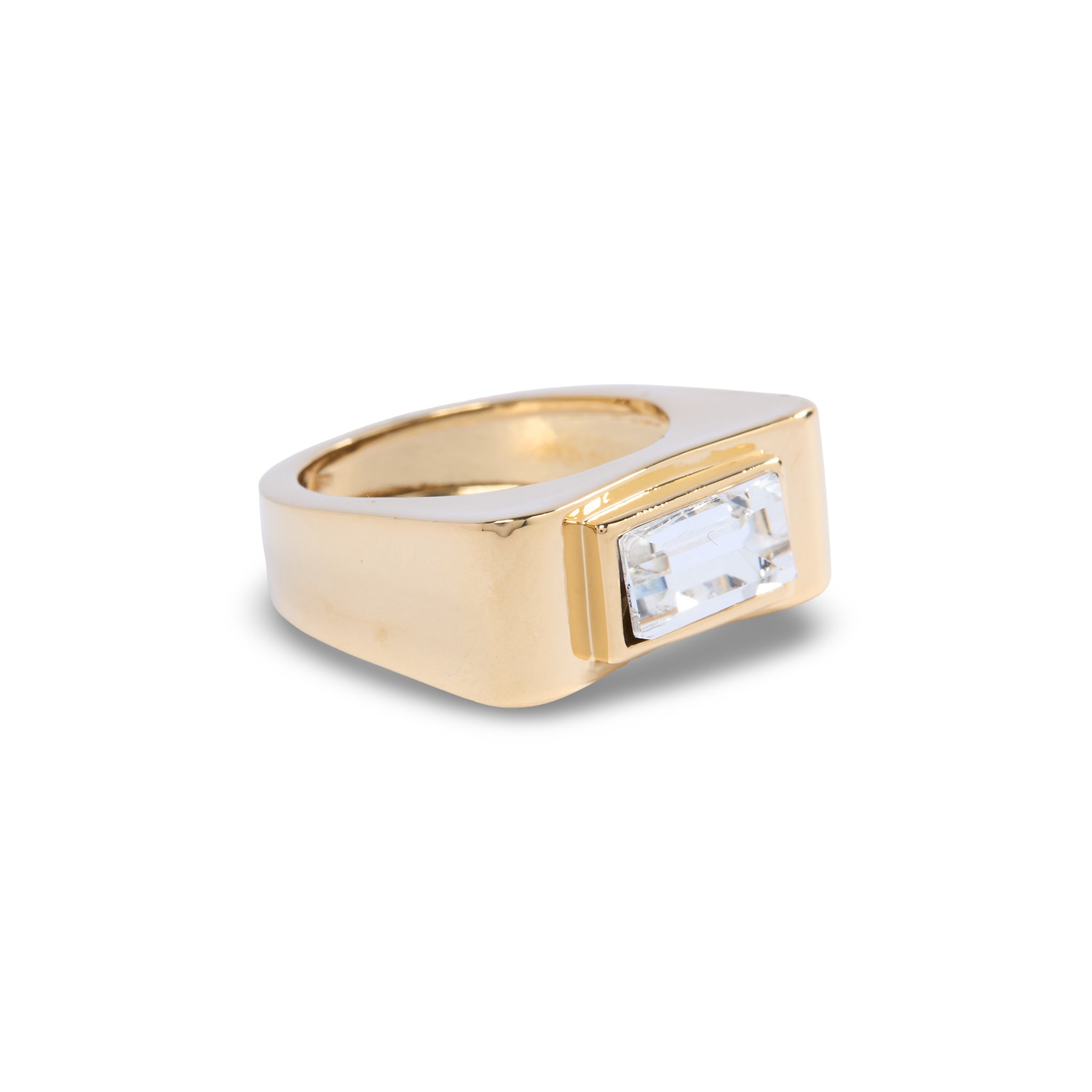 Gold Crystal Rectangle Stone Ring