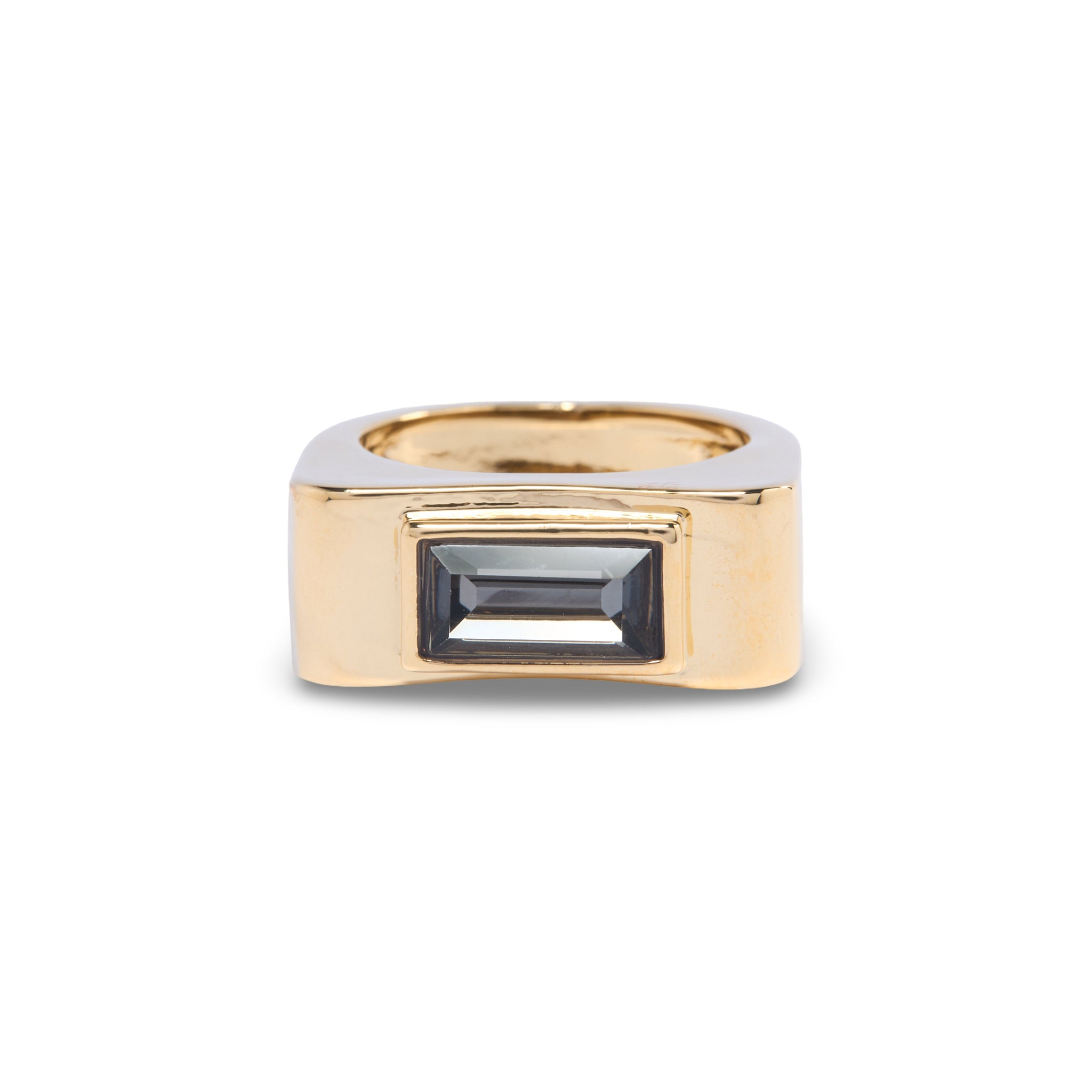 Gold Black Diamond Rectangle Stone Ring