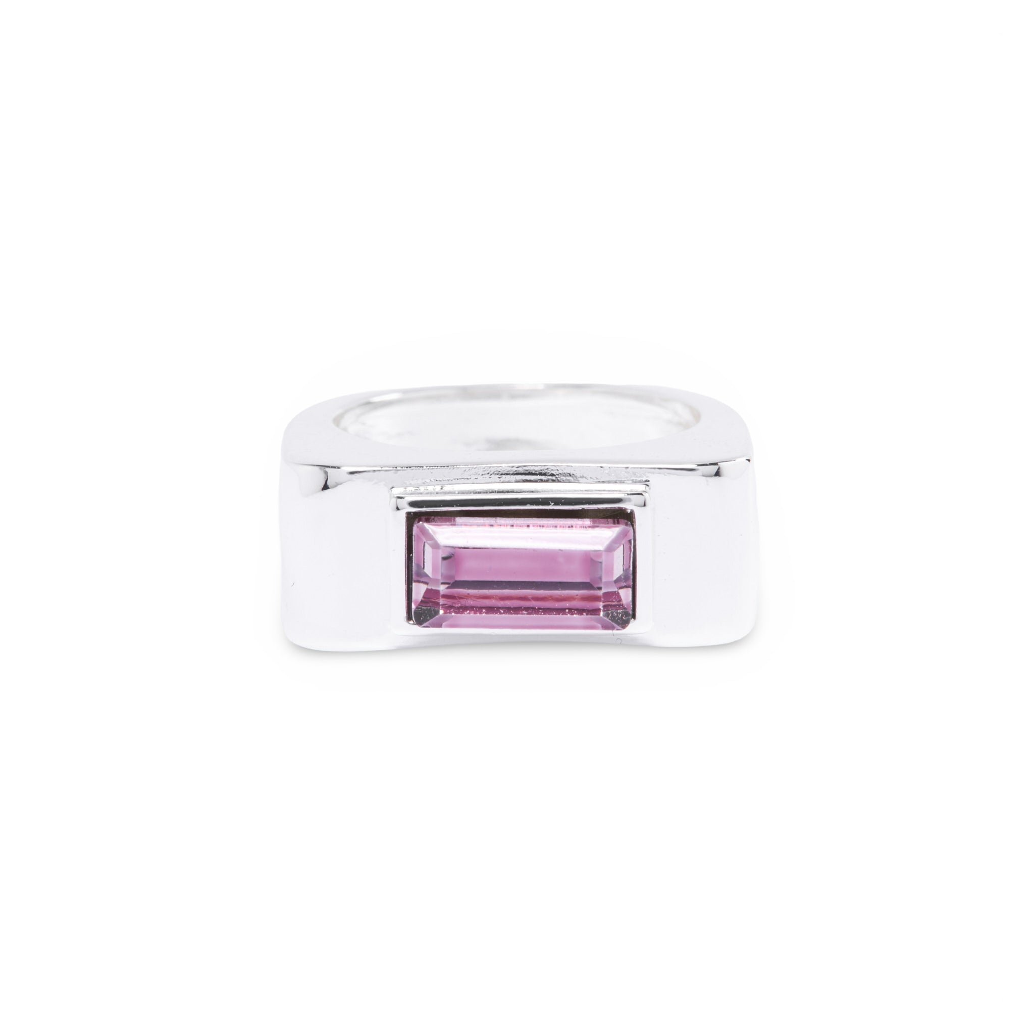 Silver Purple Rectangle Stone Ring