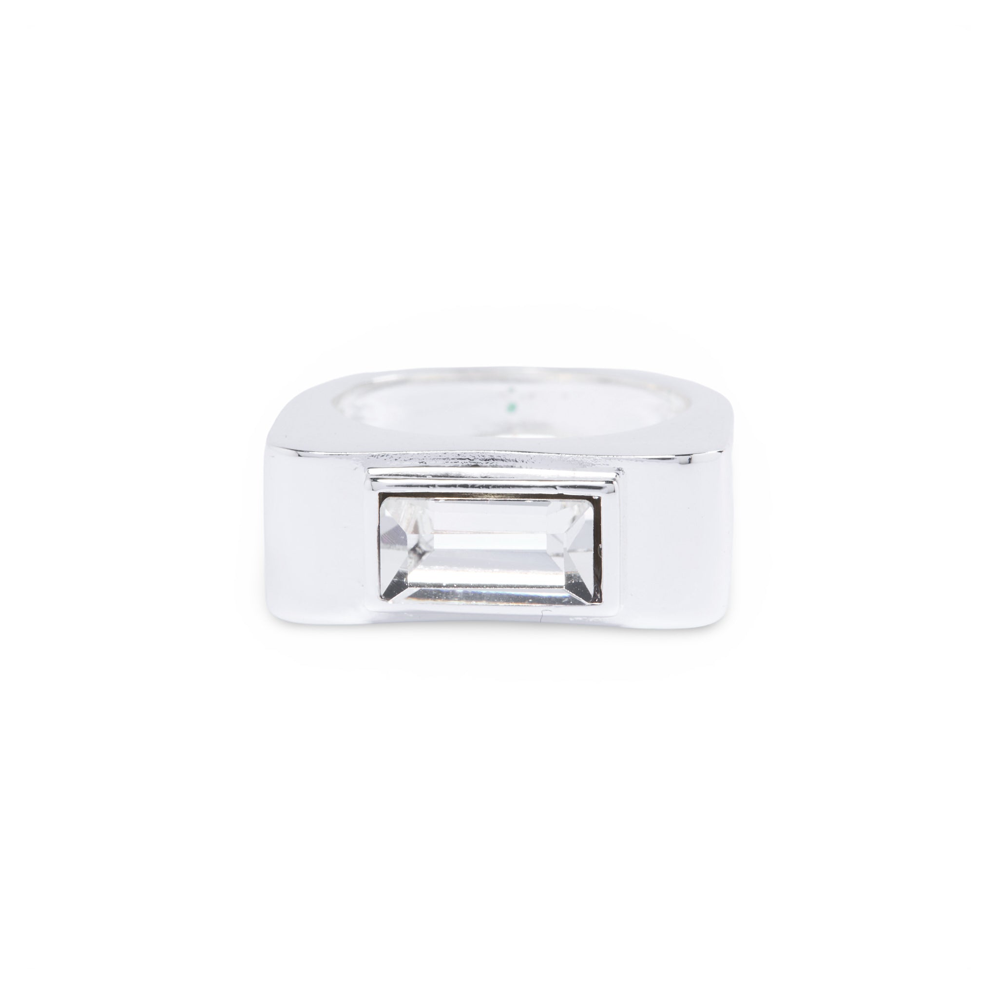 Silver Crystal Rectangle Stone Ring