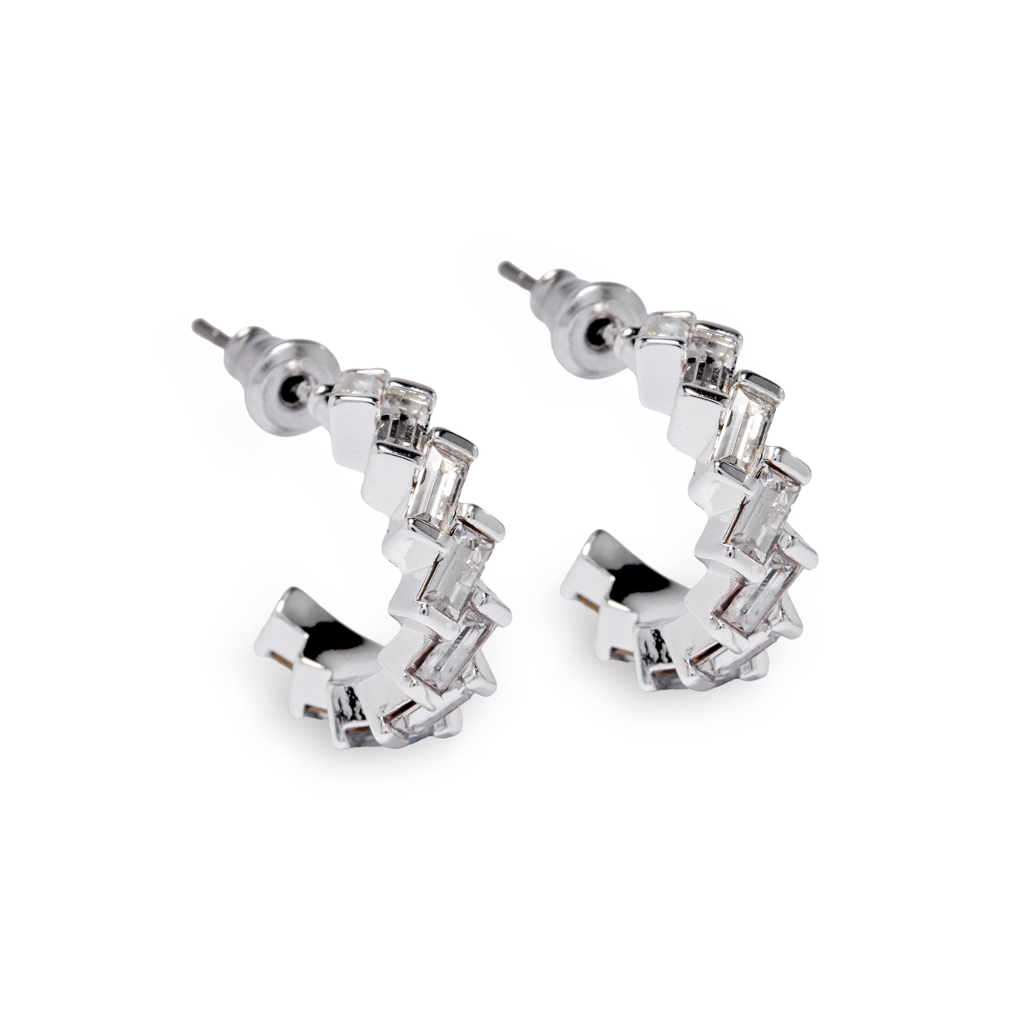 Silver Baby zig zag hoop earring