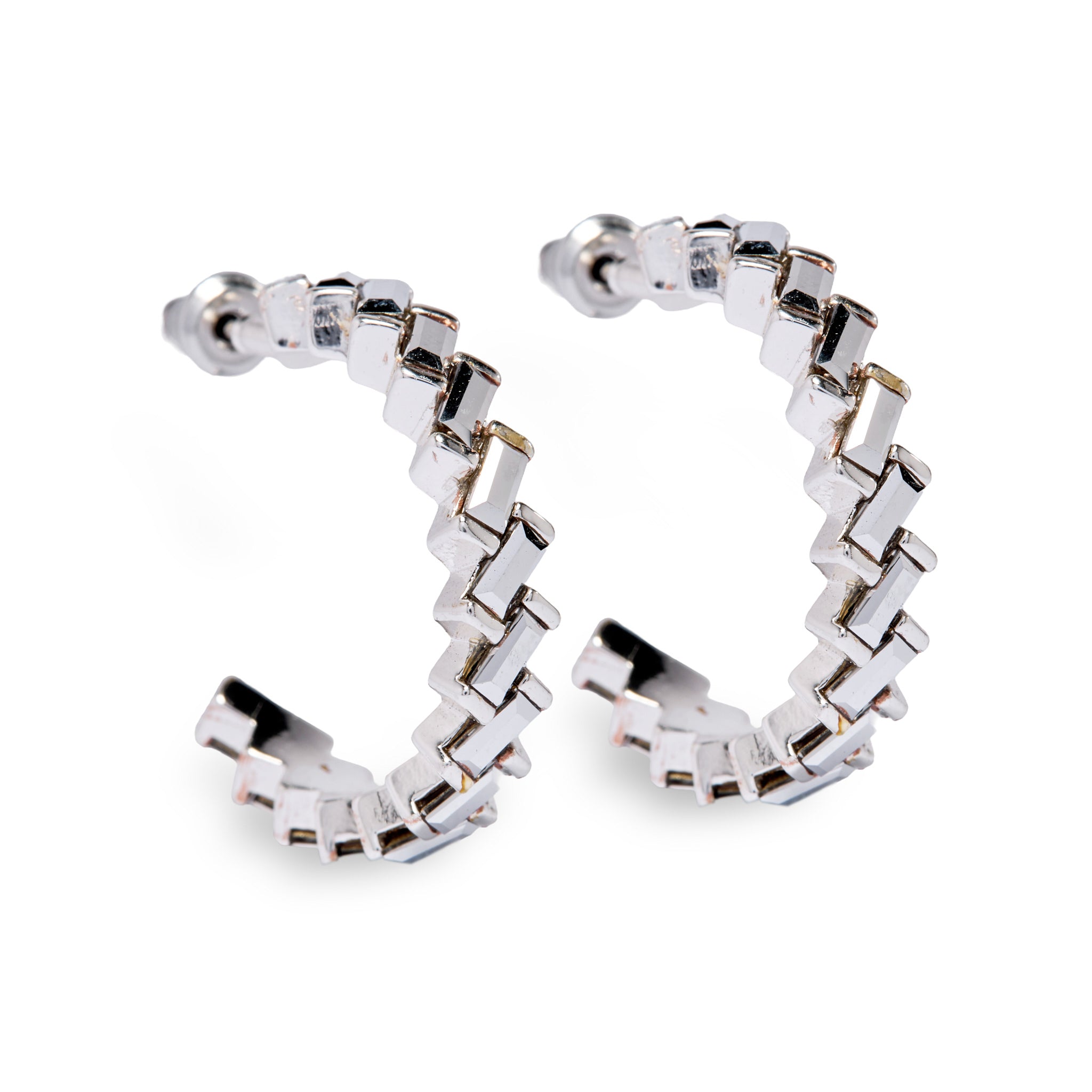 Silver Medium ZigZag Hoop Earring