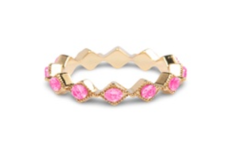 Gold Pink Pave Diamond Gem Ring