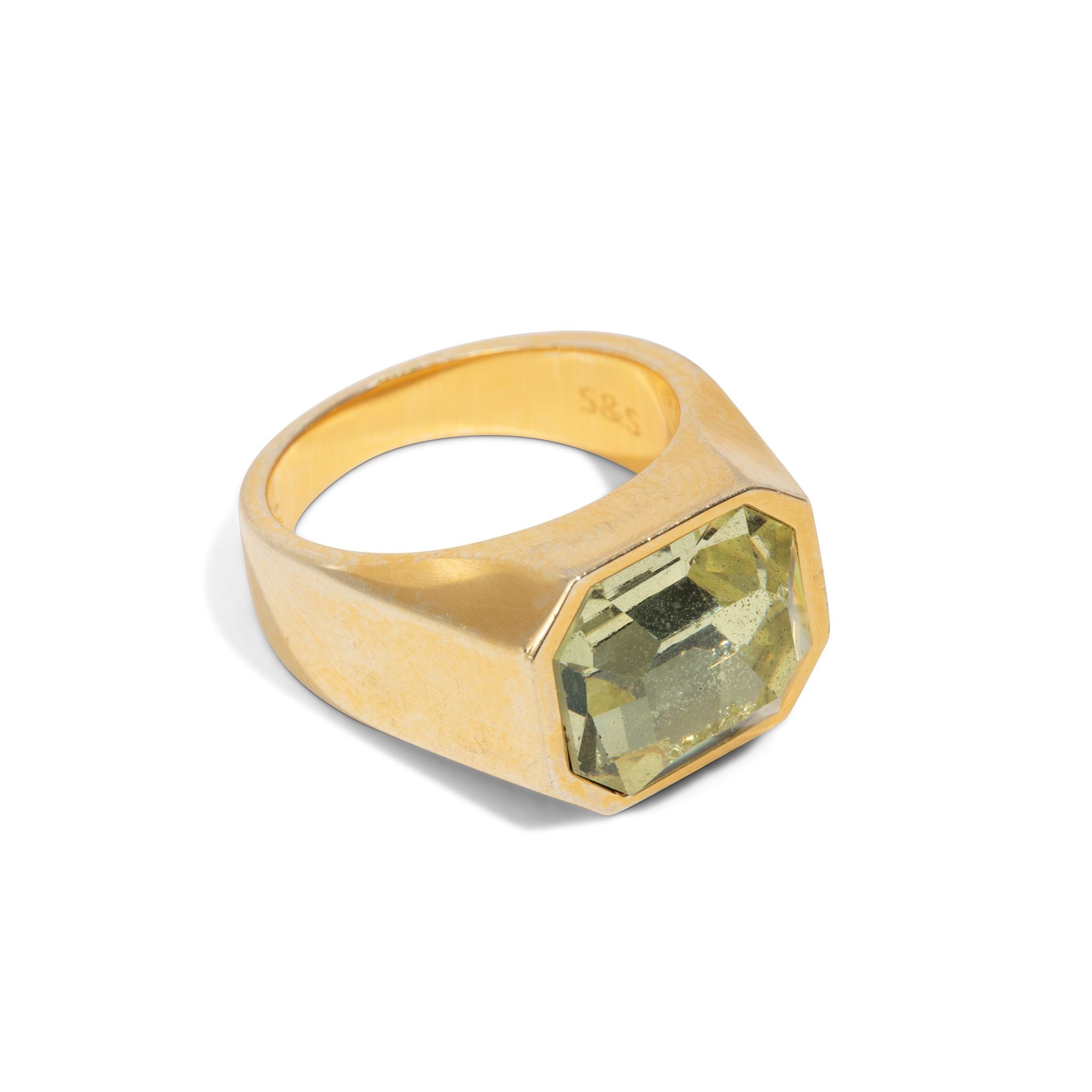 Yellow Chunky Stone Gold Ring