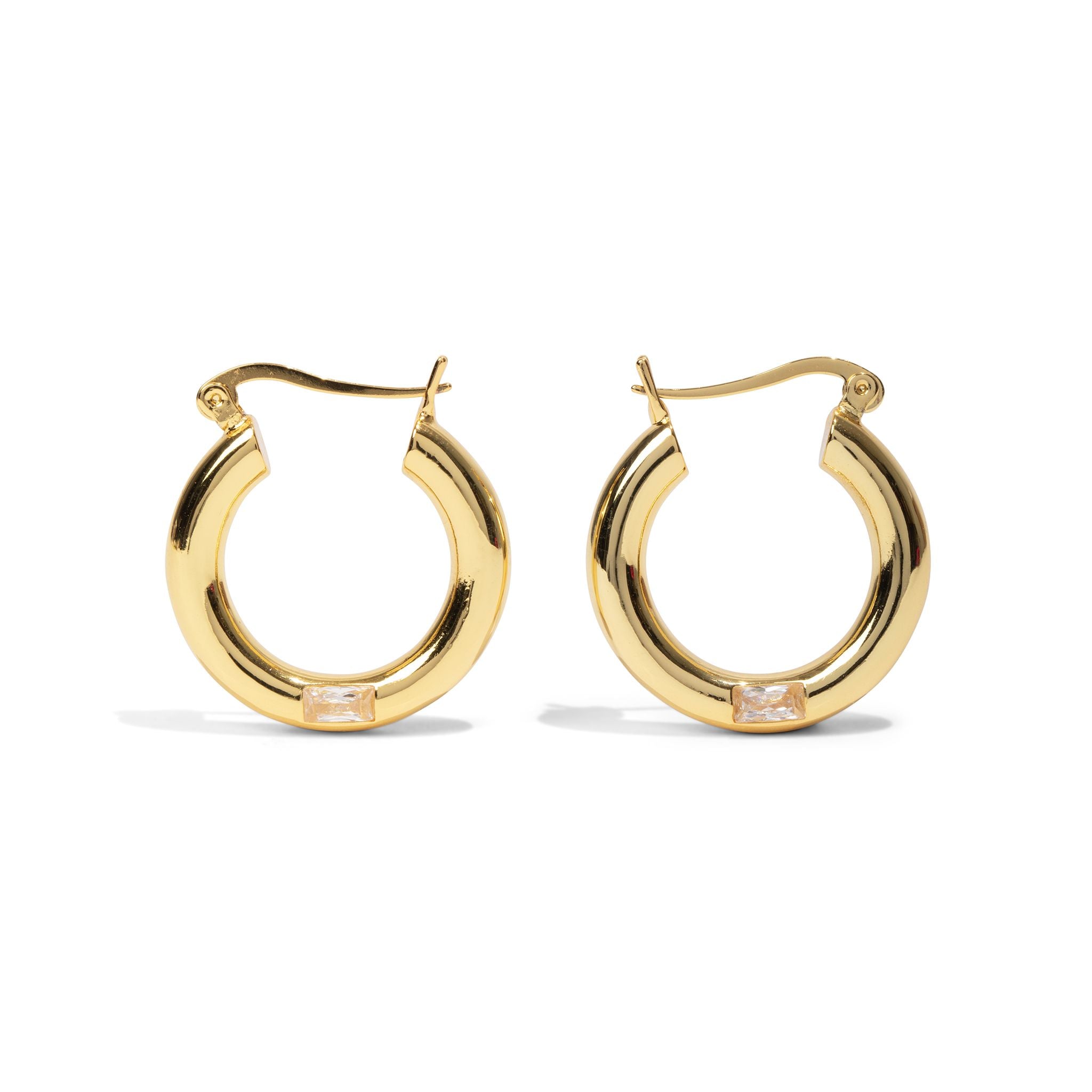 Small Crystal Stone Gold Hoop