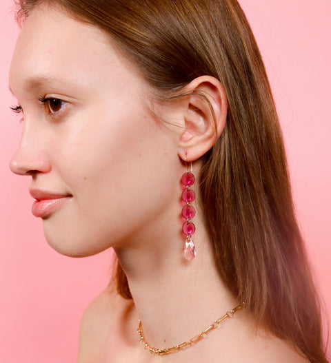 Pink Stone Drop Earrings