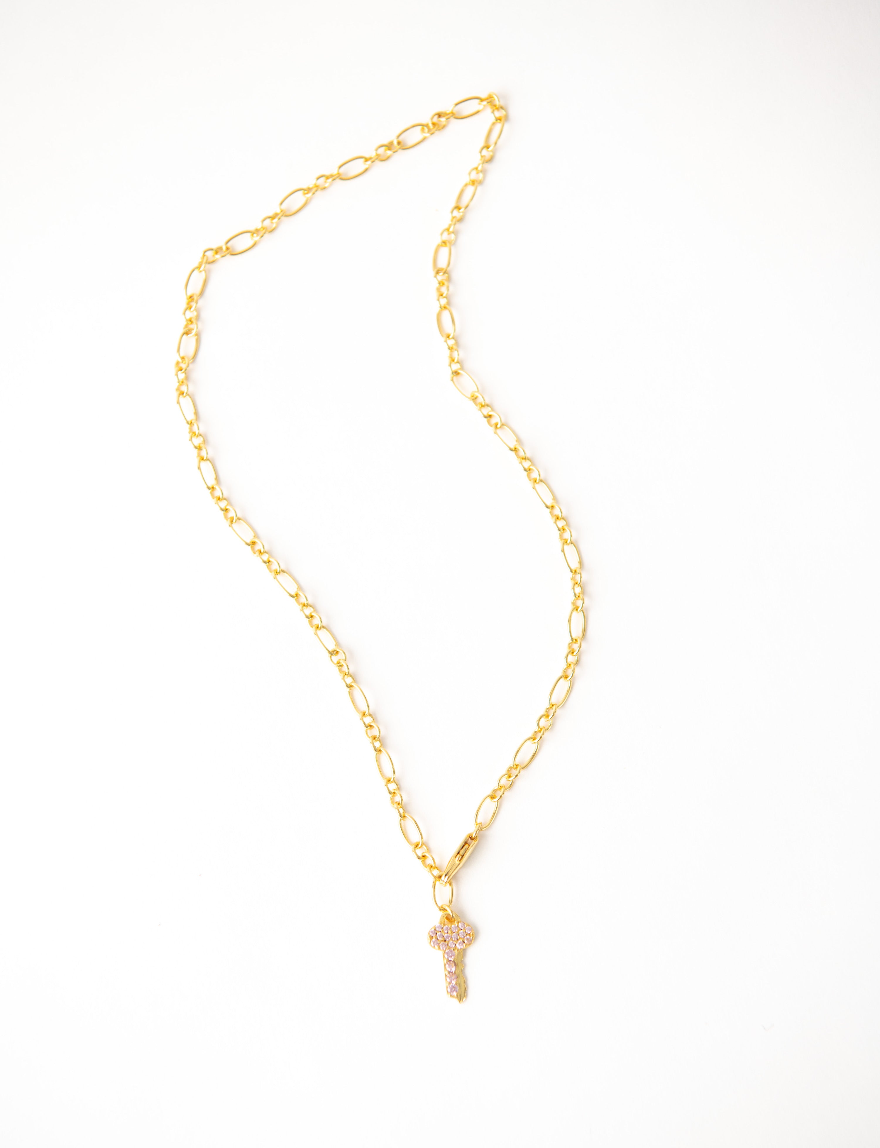 Pave Key Gold Choker Necklace