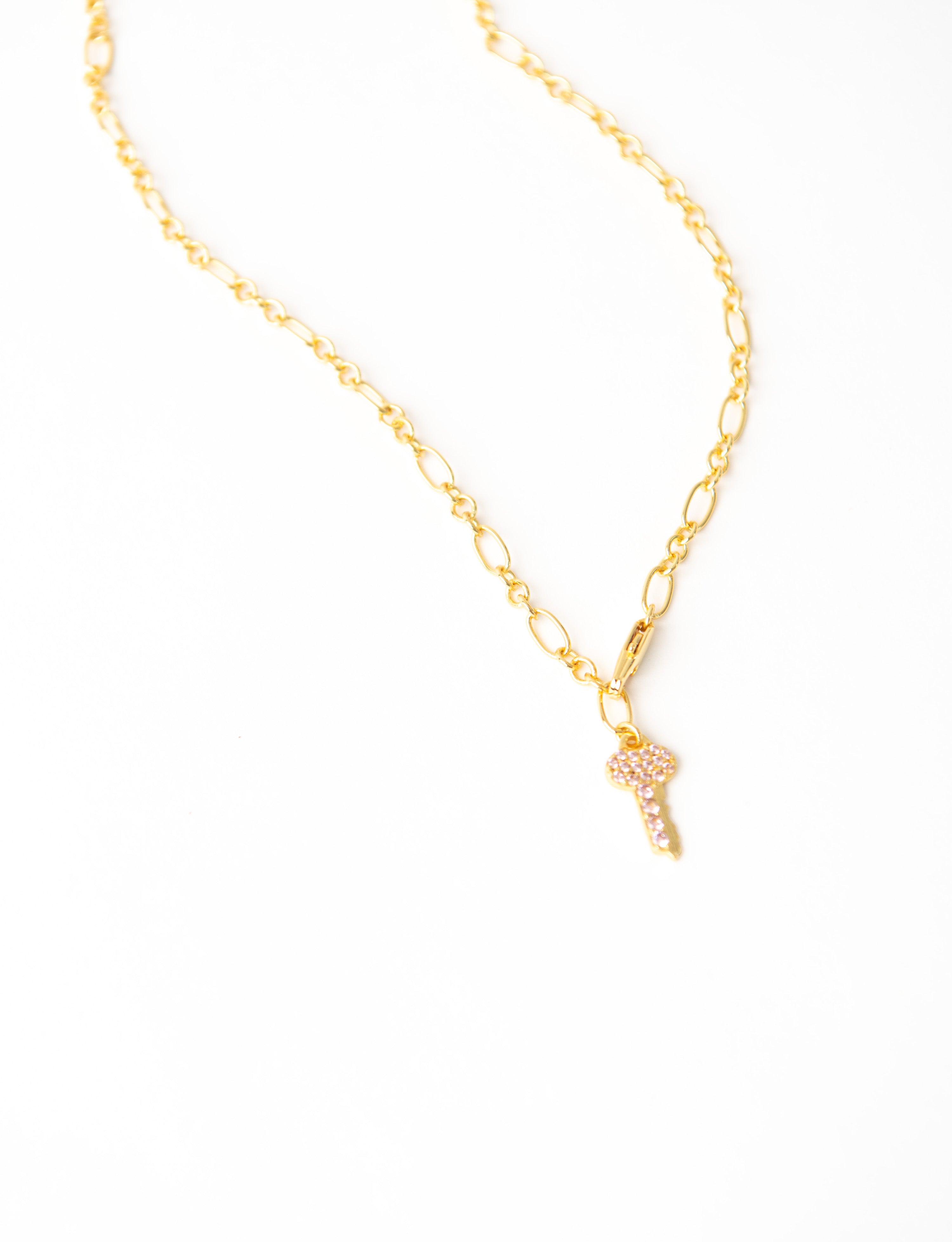 Pave Key Gold Choker Necklace
