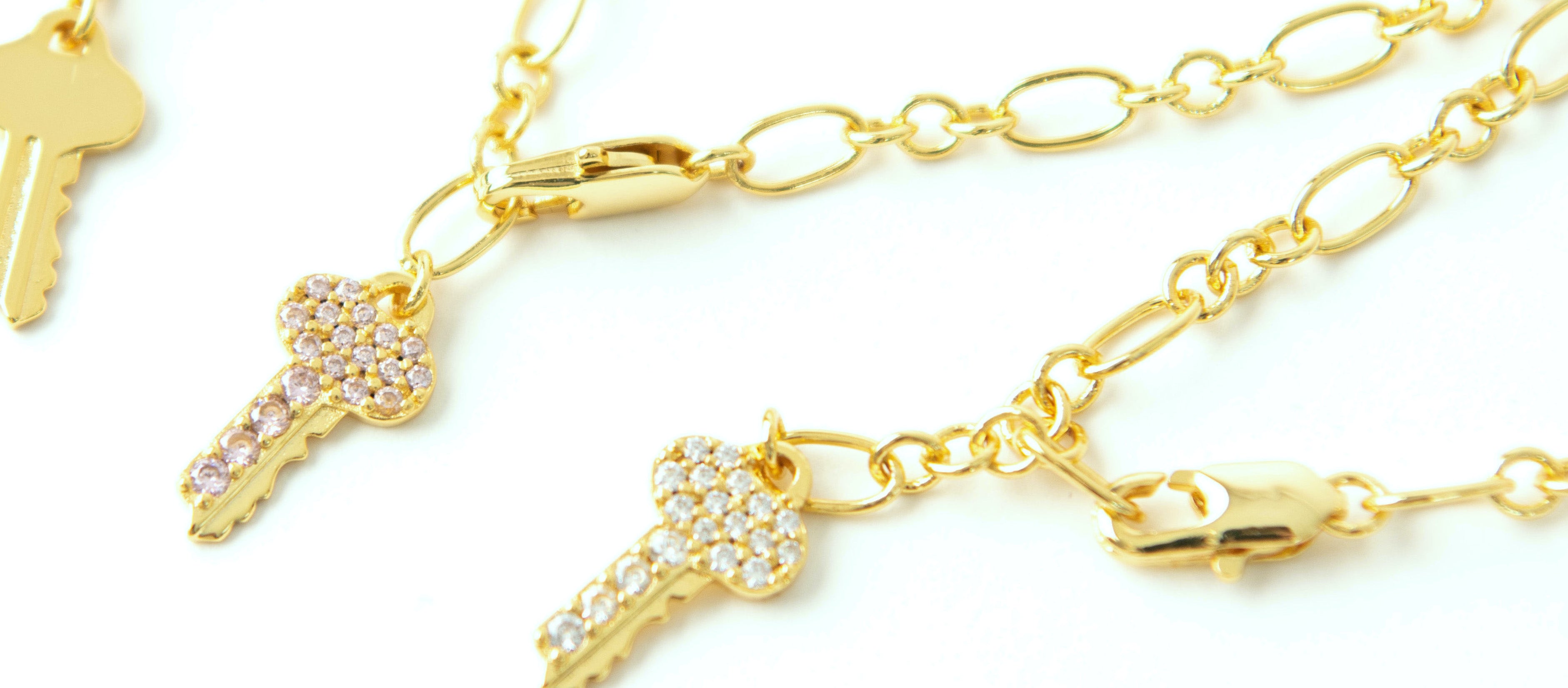 Pave Key Gold Choker Necklace