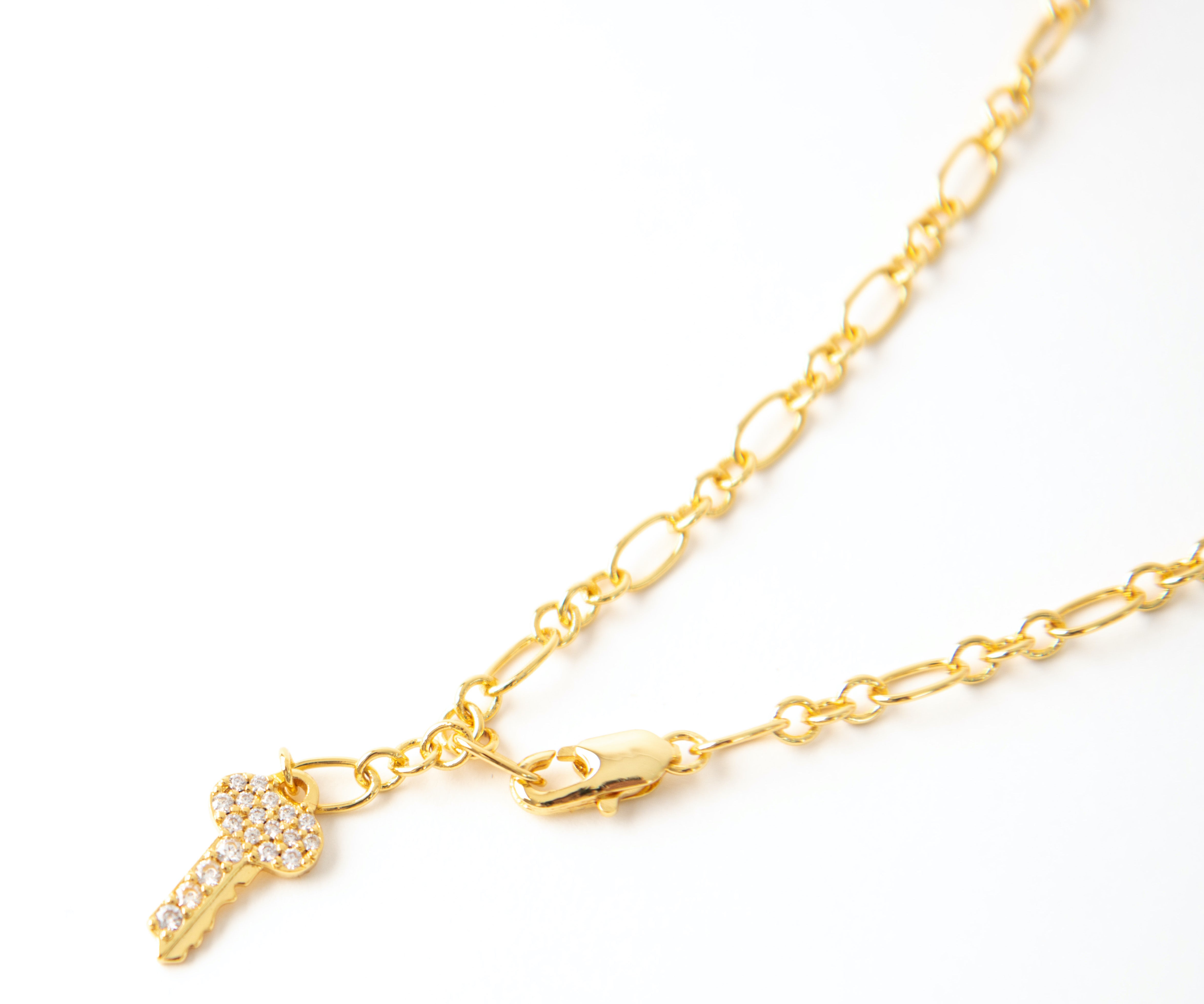 Pave Key Gold Choker Necklace