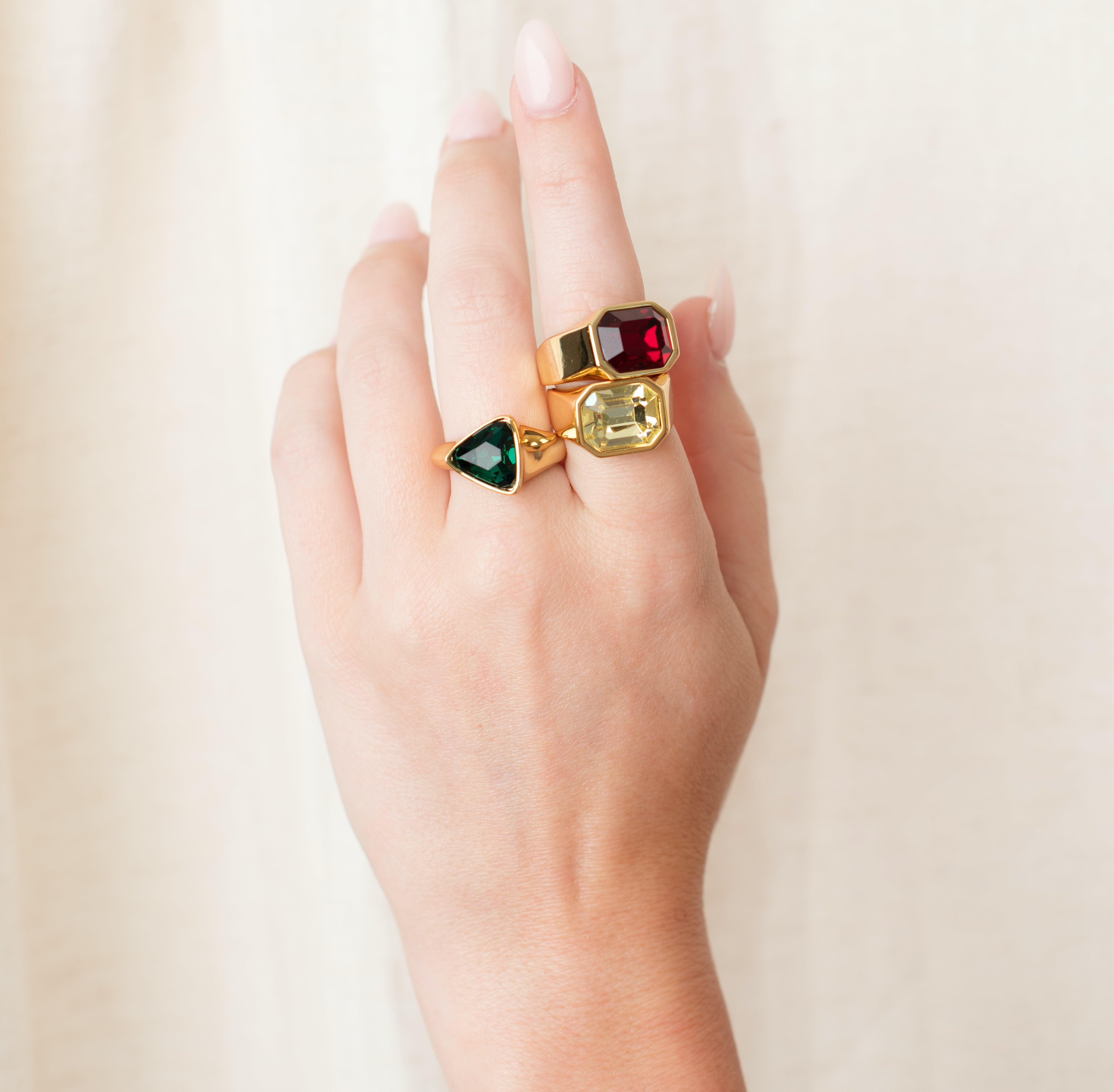 Green Triangle Stone Ring