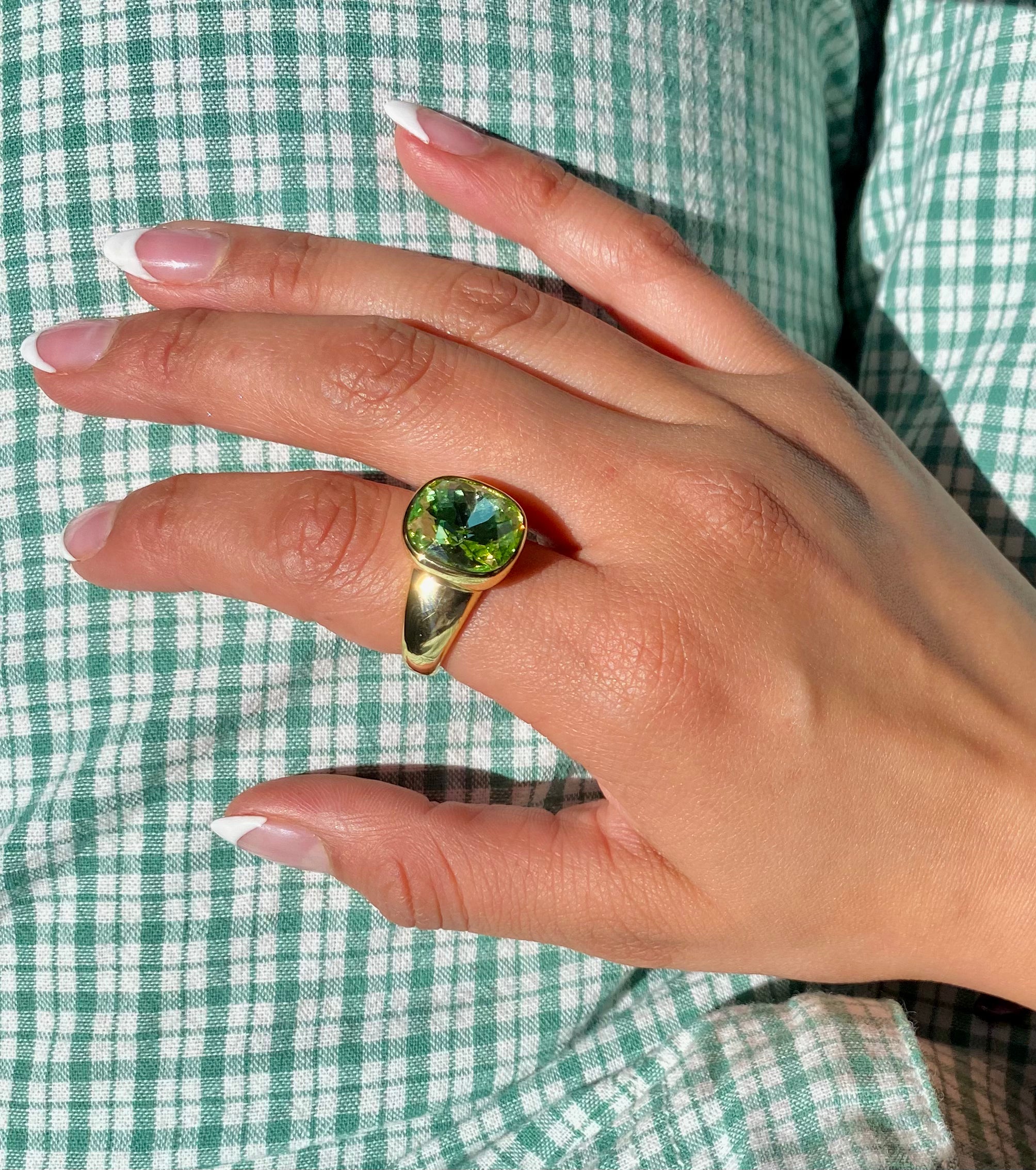 Light Green Bezel Stone Ring