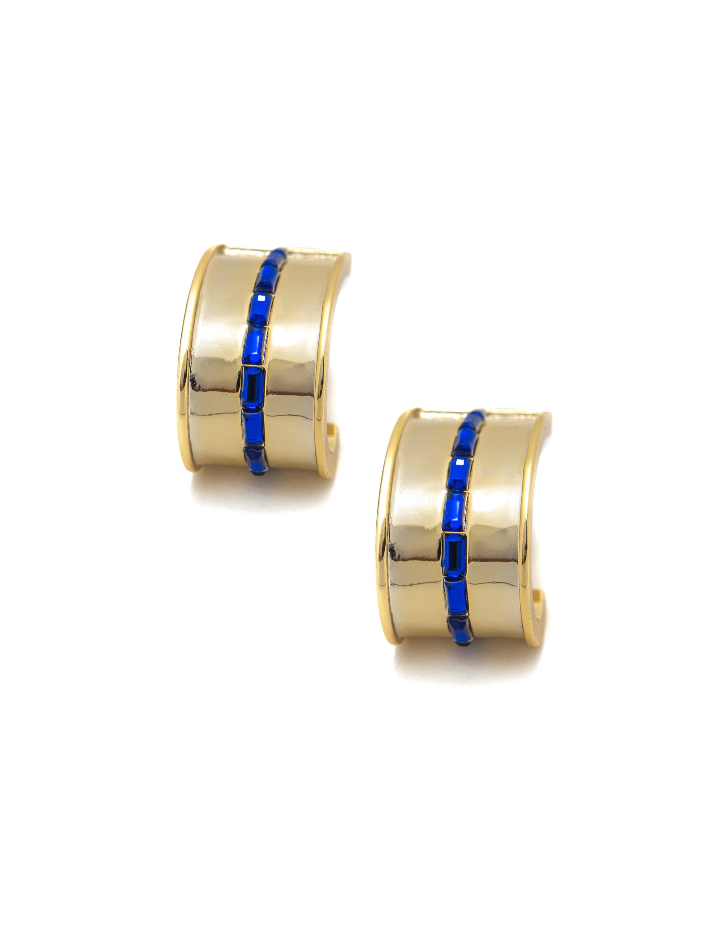 Navy Multi Stone Cuff Earrings
