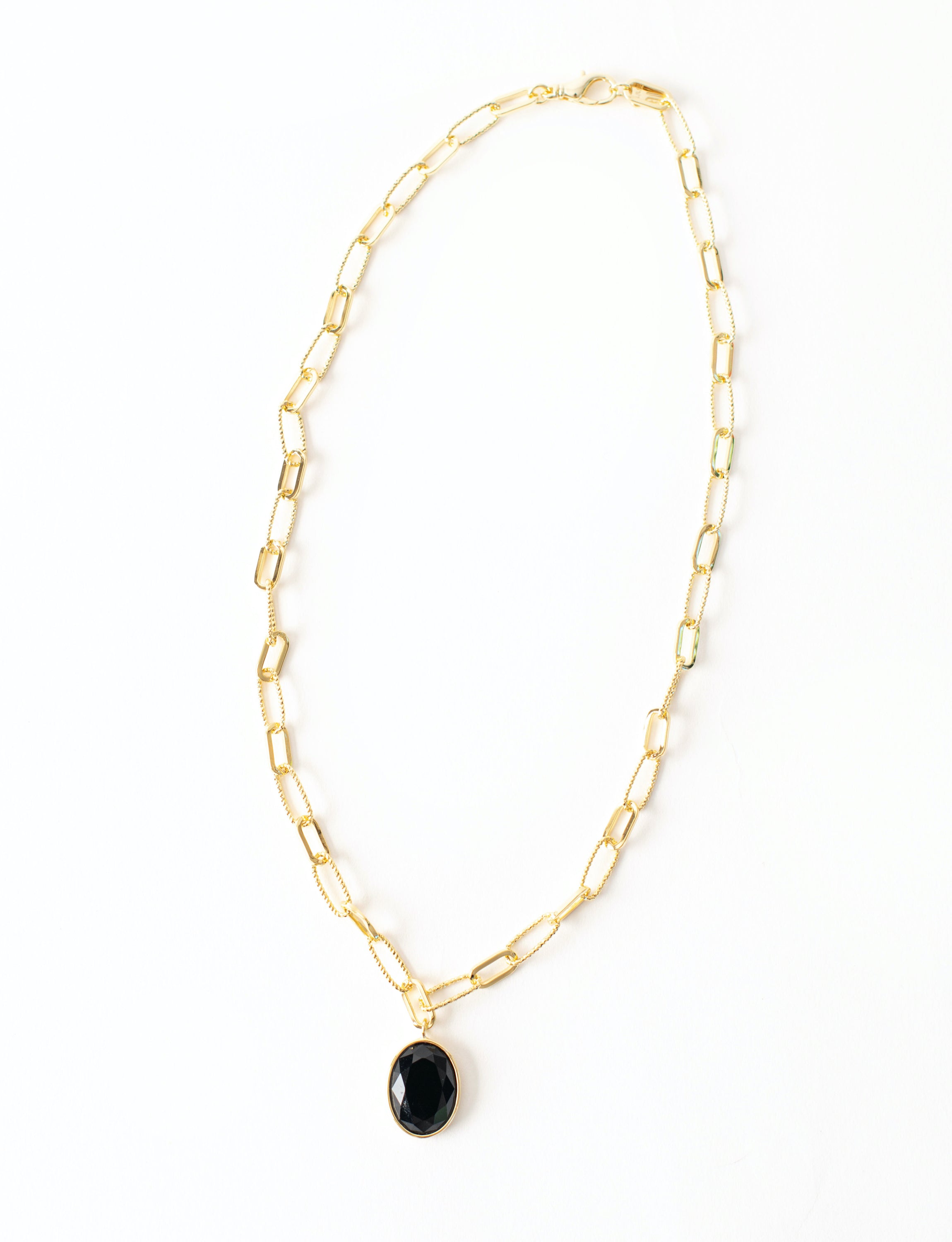 Black Stone Pendant Necklace