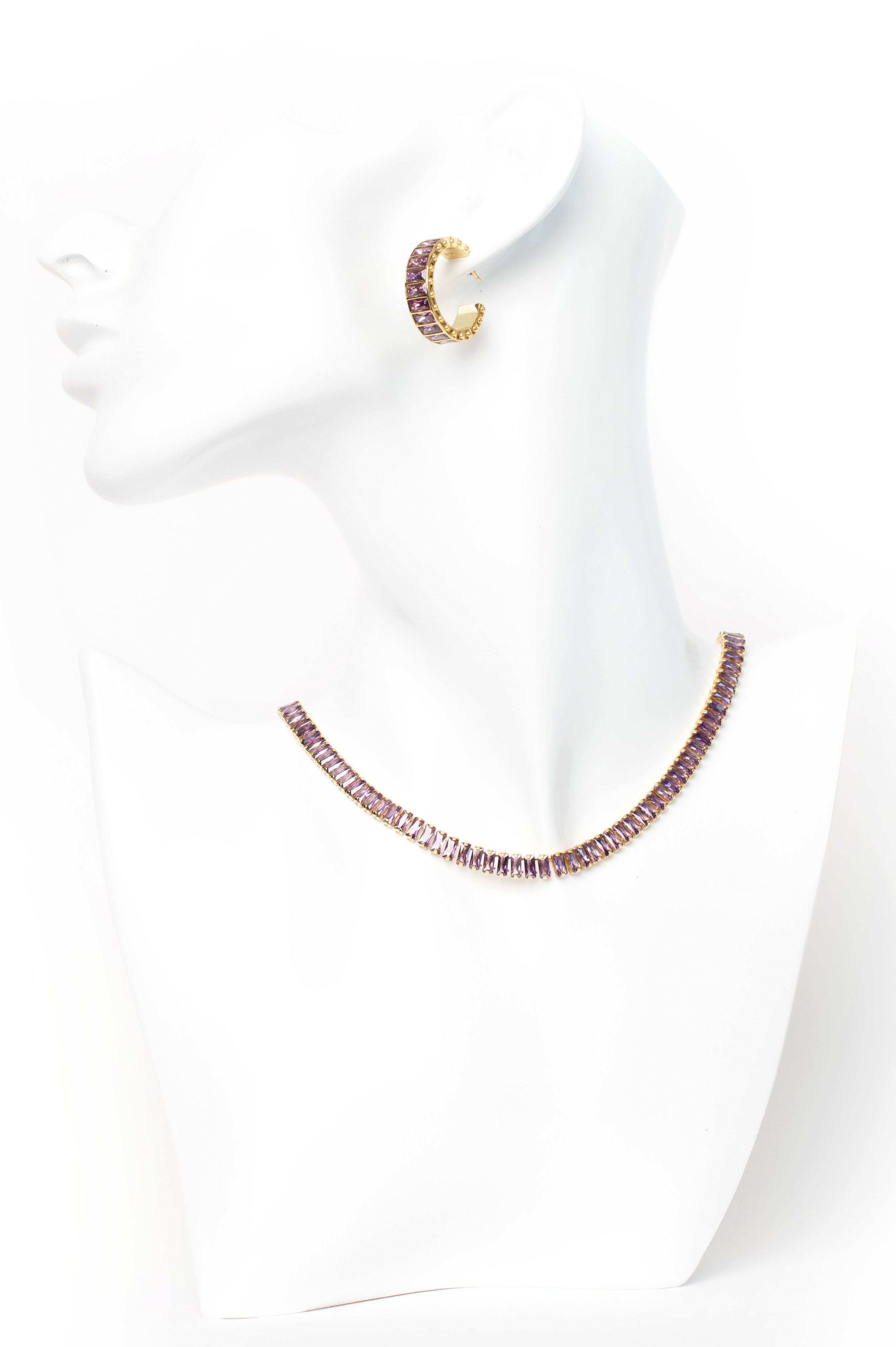 Purple Stone Tennis Necklace