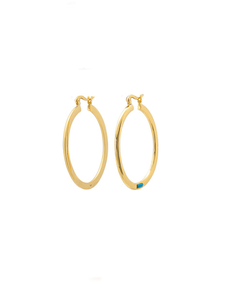 Sample Sale! Gold Hoop Turquoise Stone