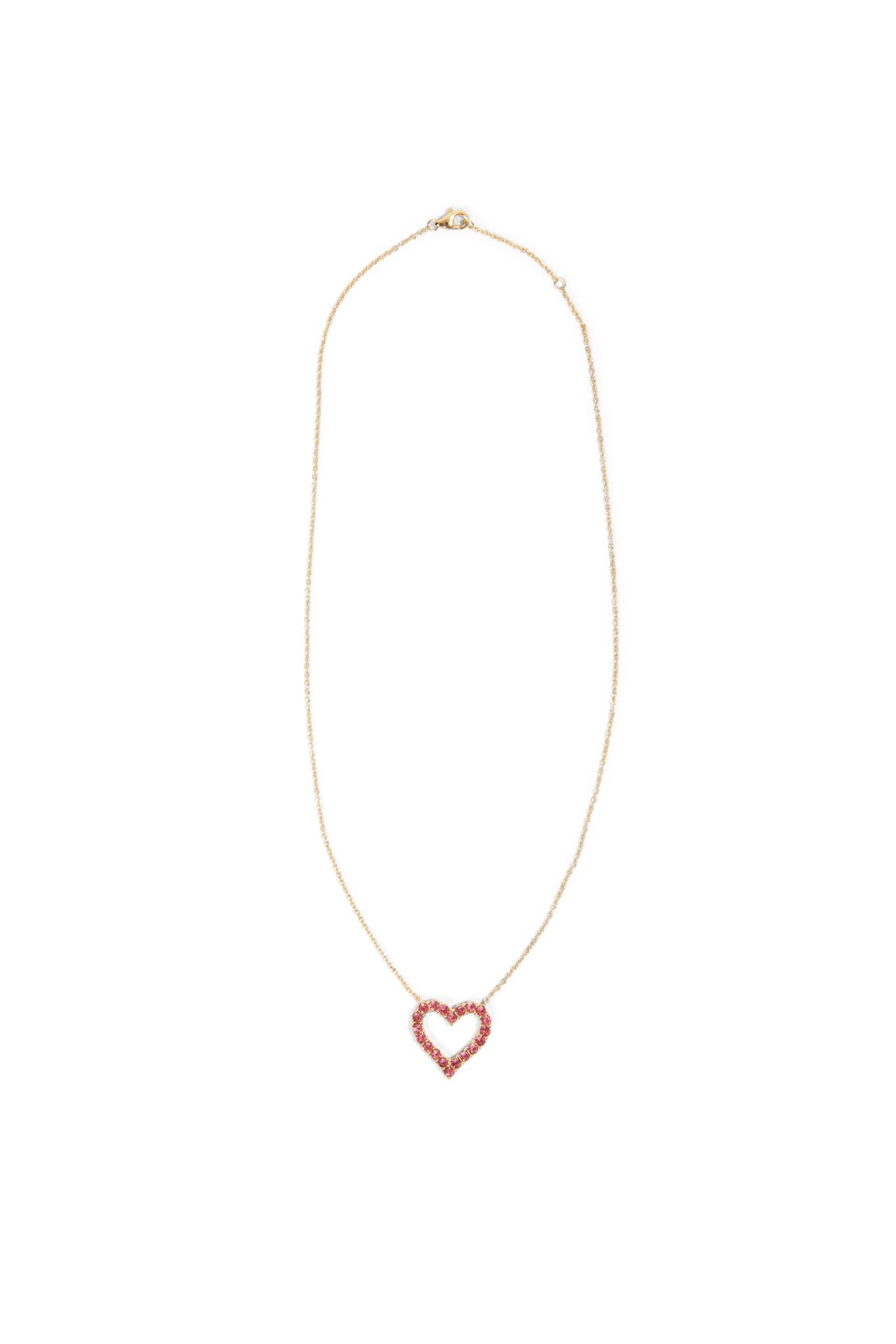 Pink Stone Gold Heart Necklace