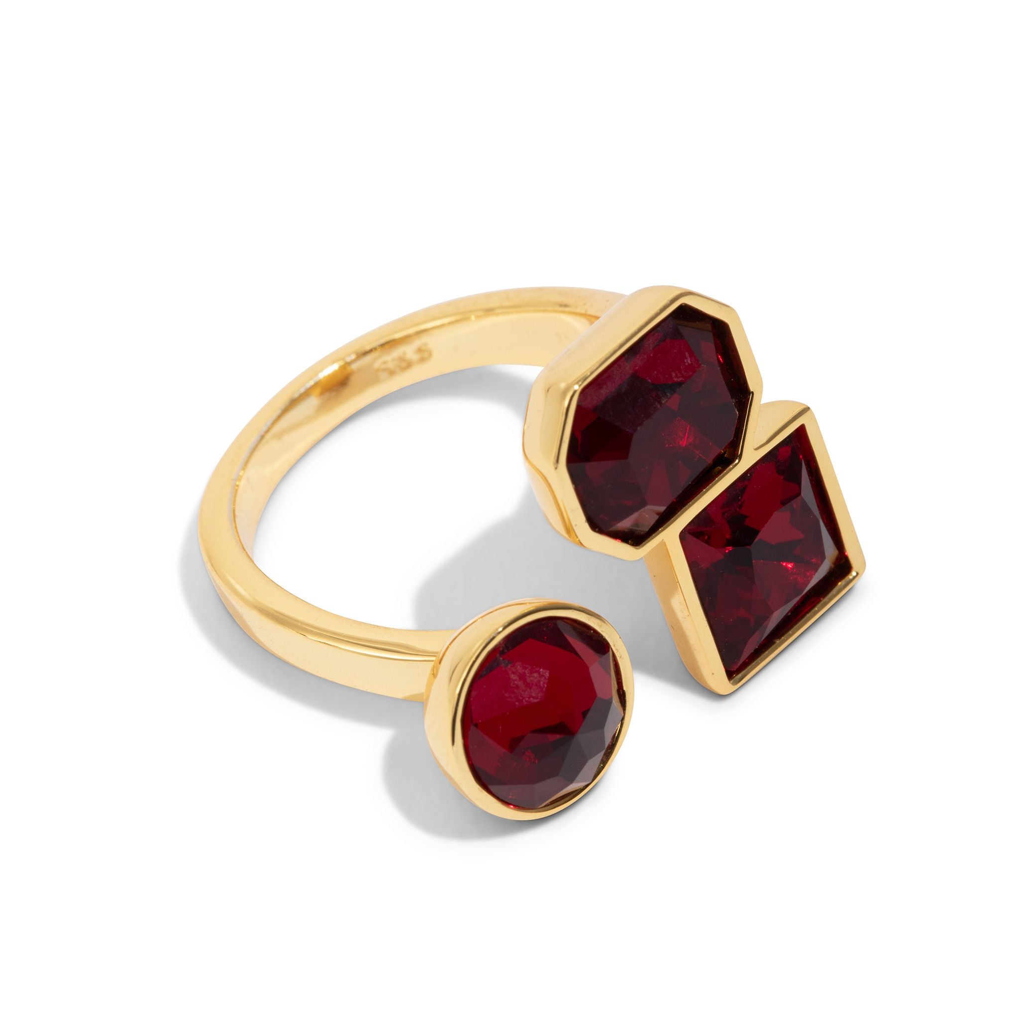 Red Adjustable Stone Gold Ring