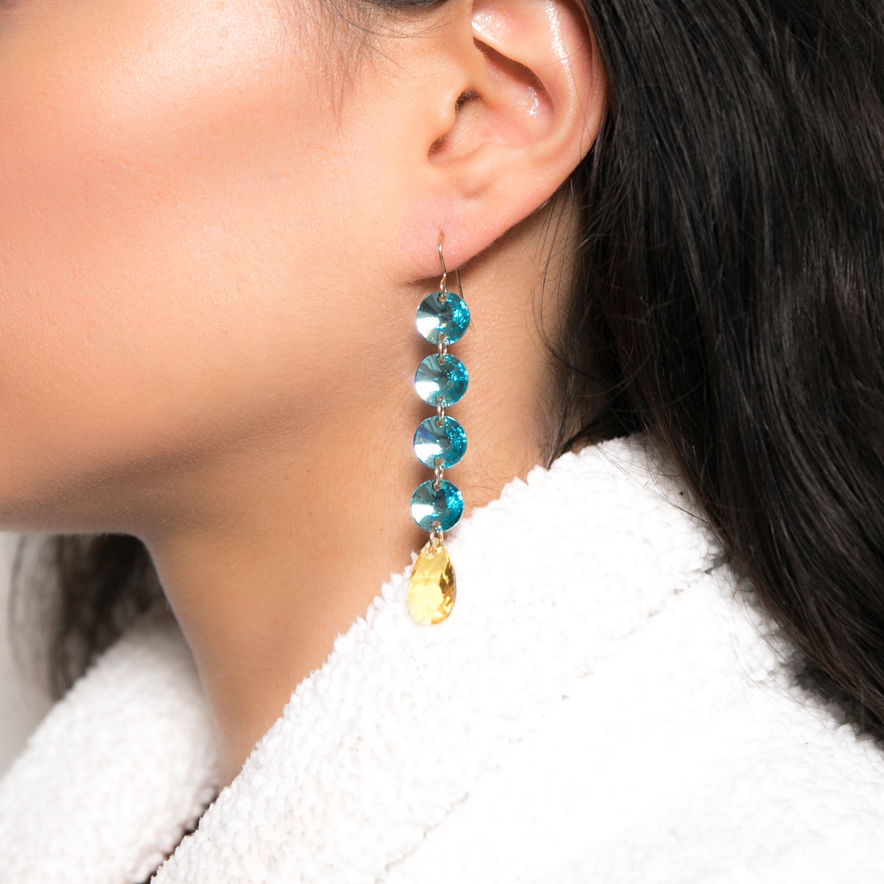 Blue/Yellow Stone Earring