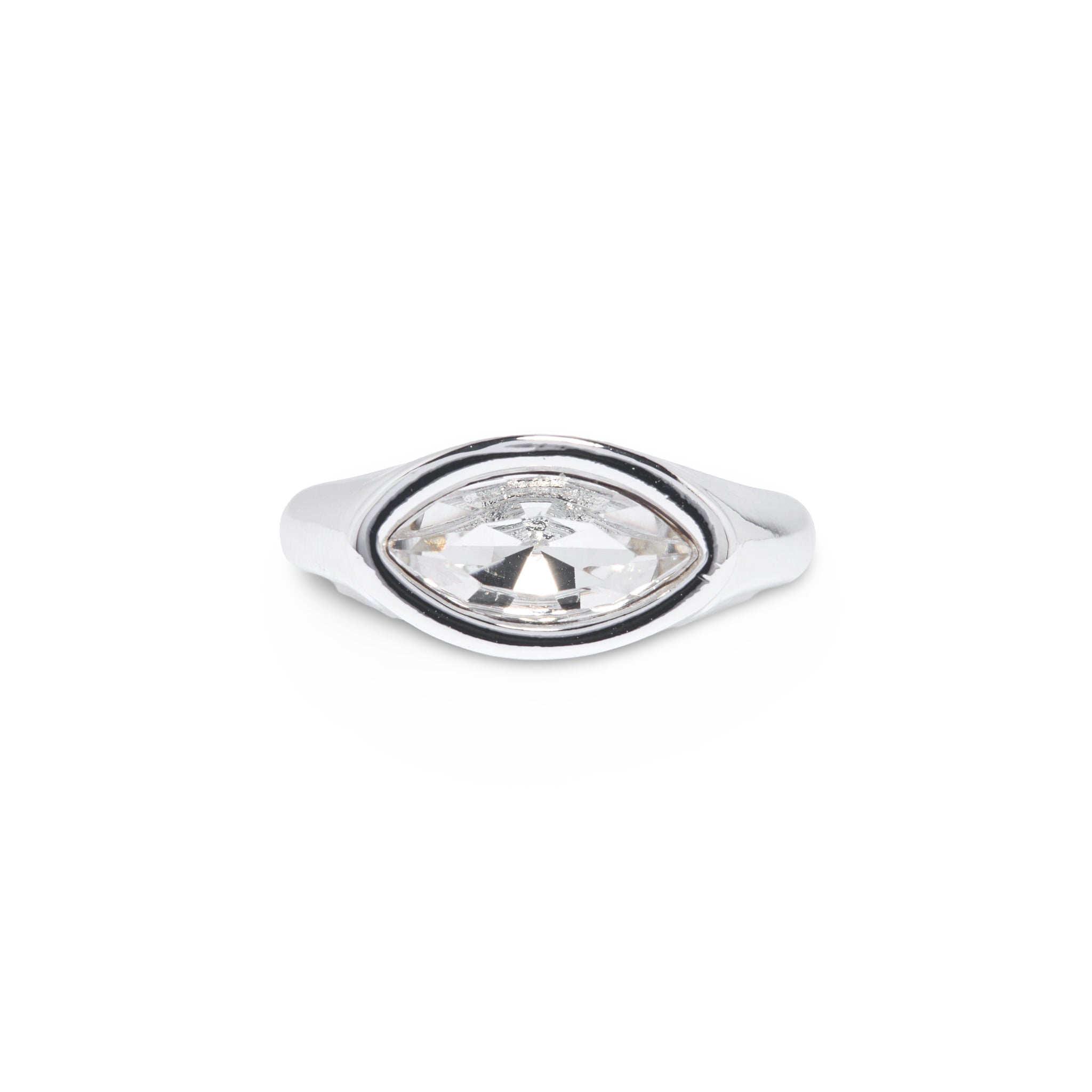 Silver Crystal Marquis Eye Ring