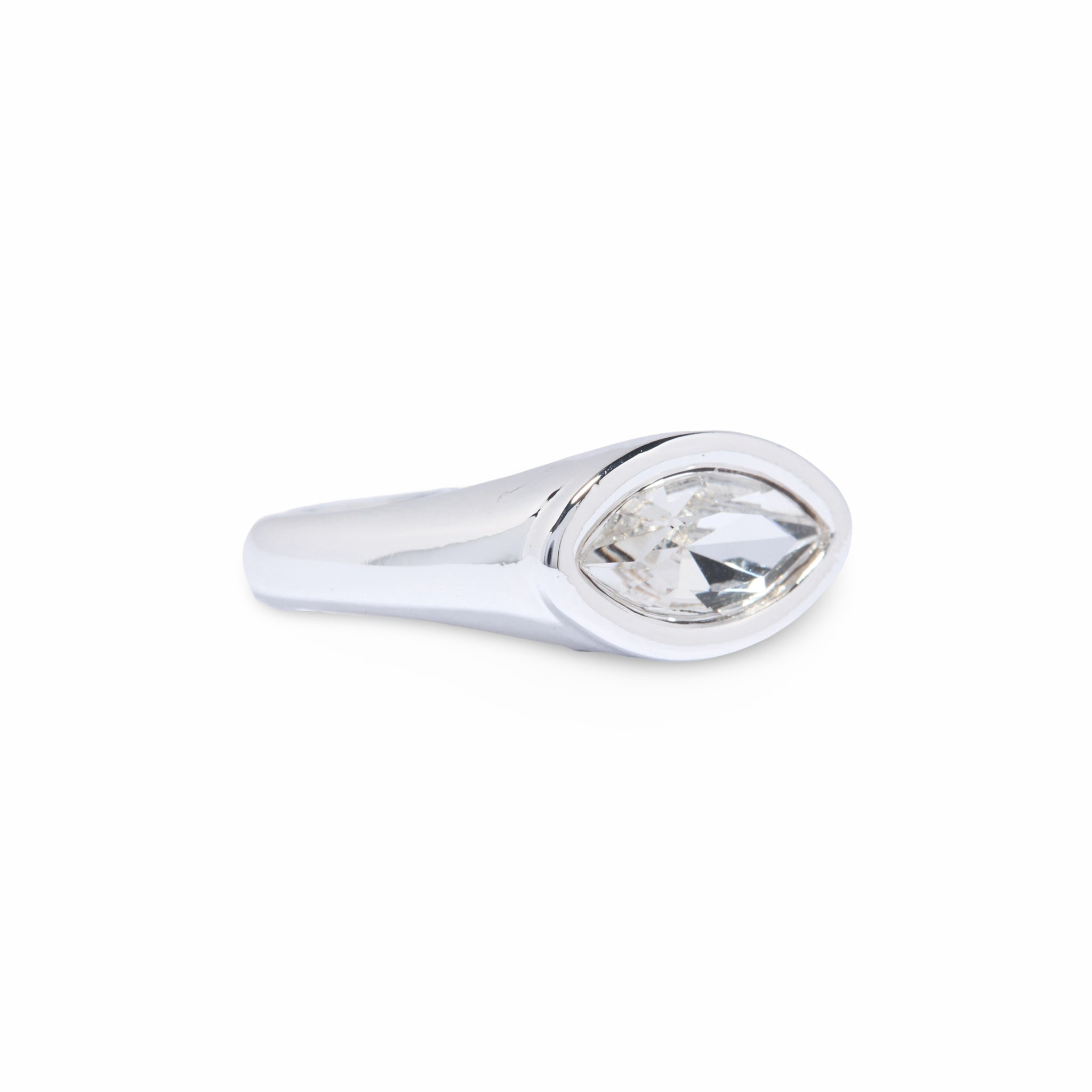 Silver Crystal Marquis Eye Ring