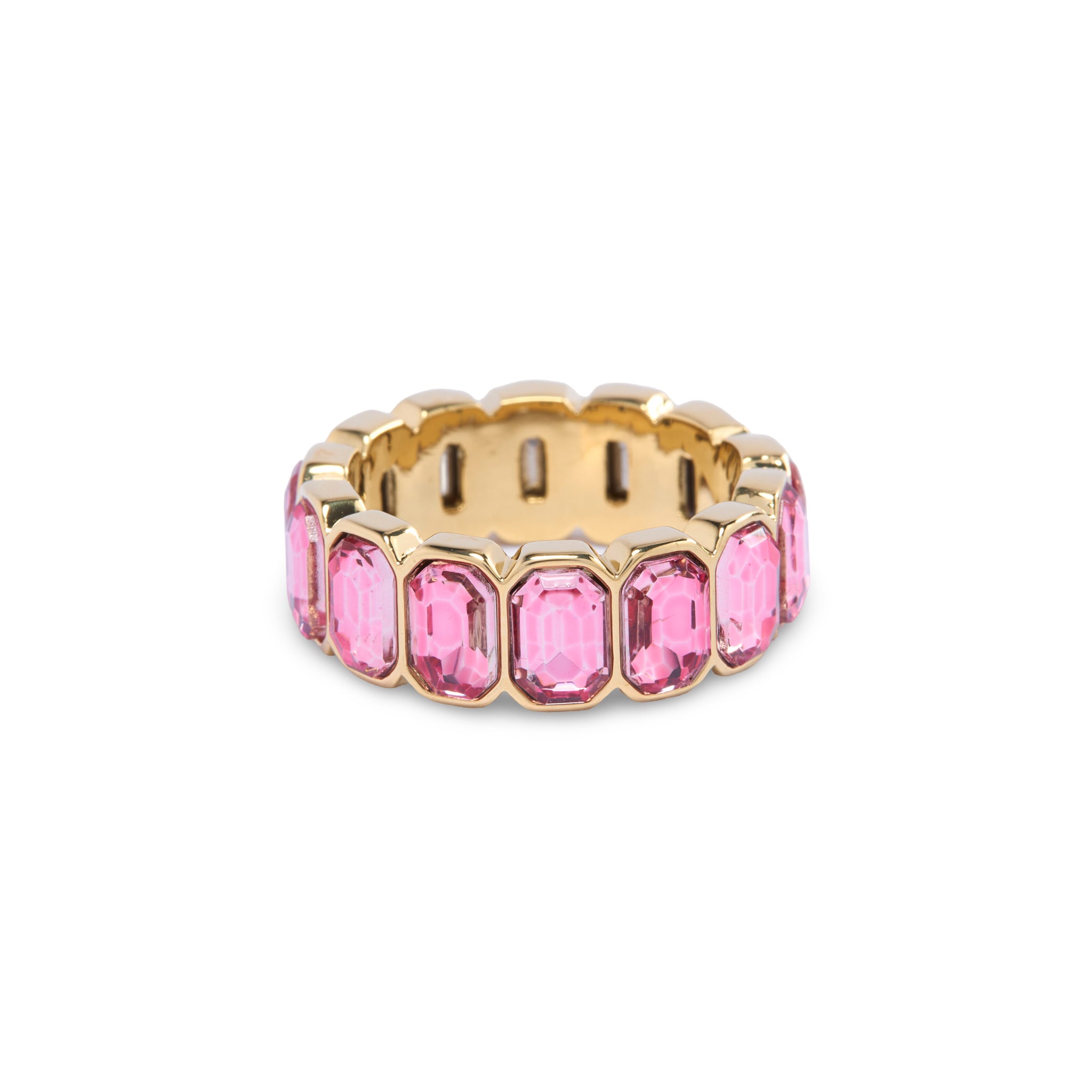 Gold Pink Chunky Bezel Ring