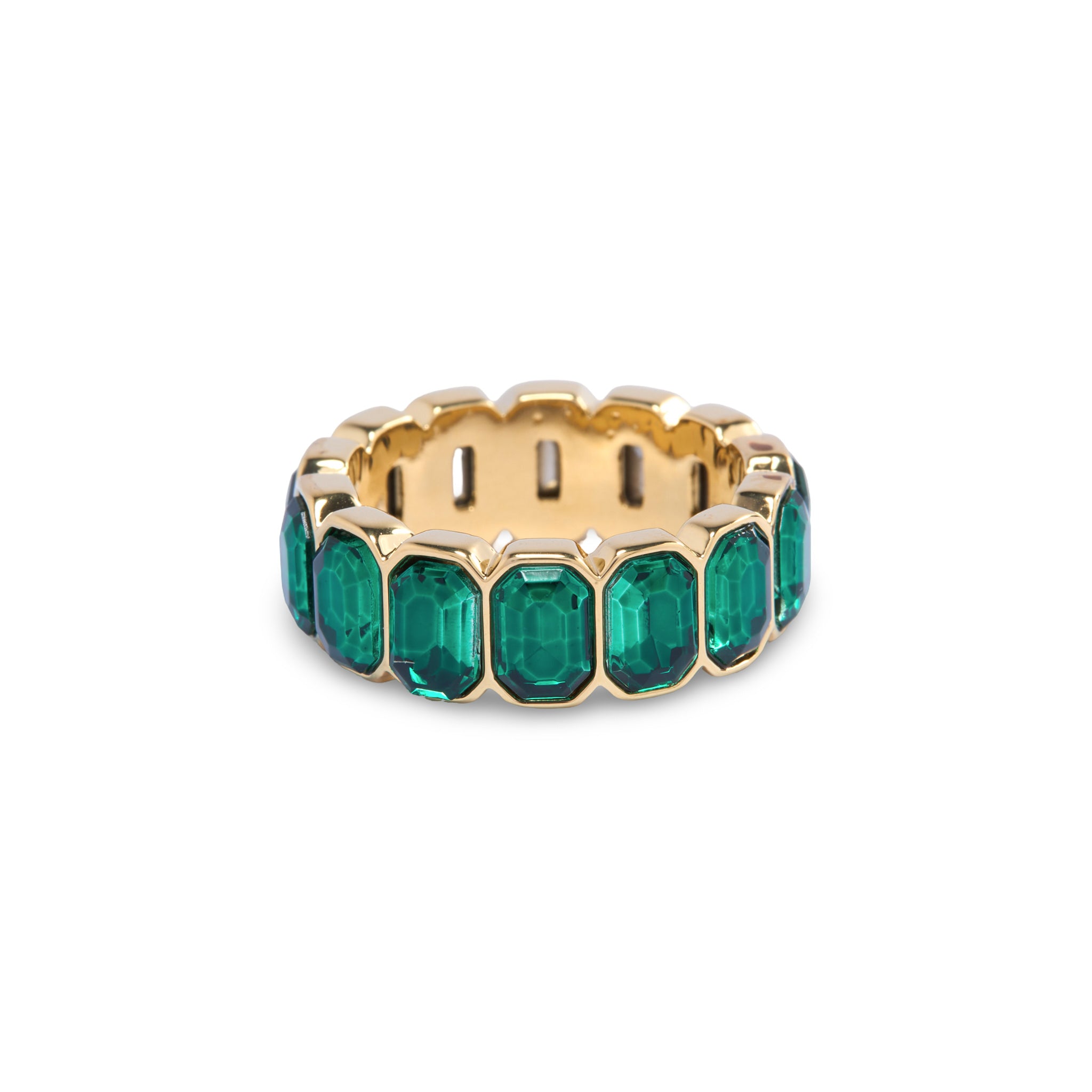 Gold Emerald Chunky Bezel Ring