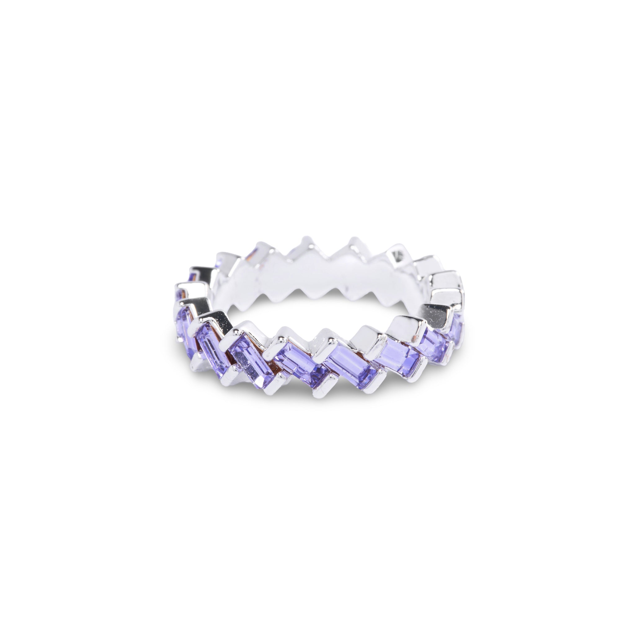 Silver purple Stackable Zig Zag Ring