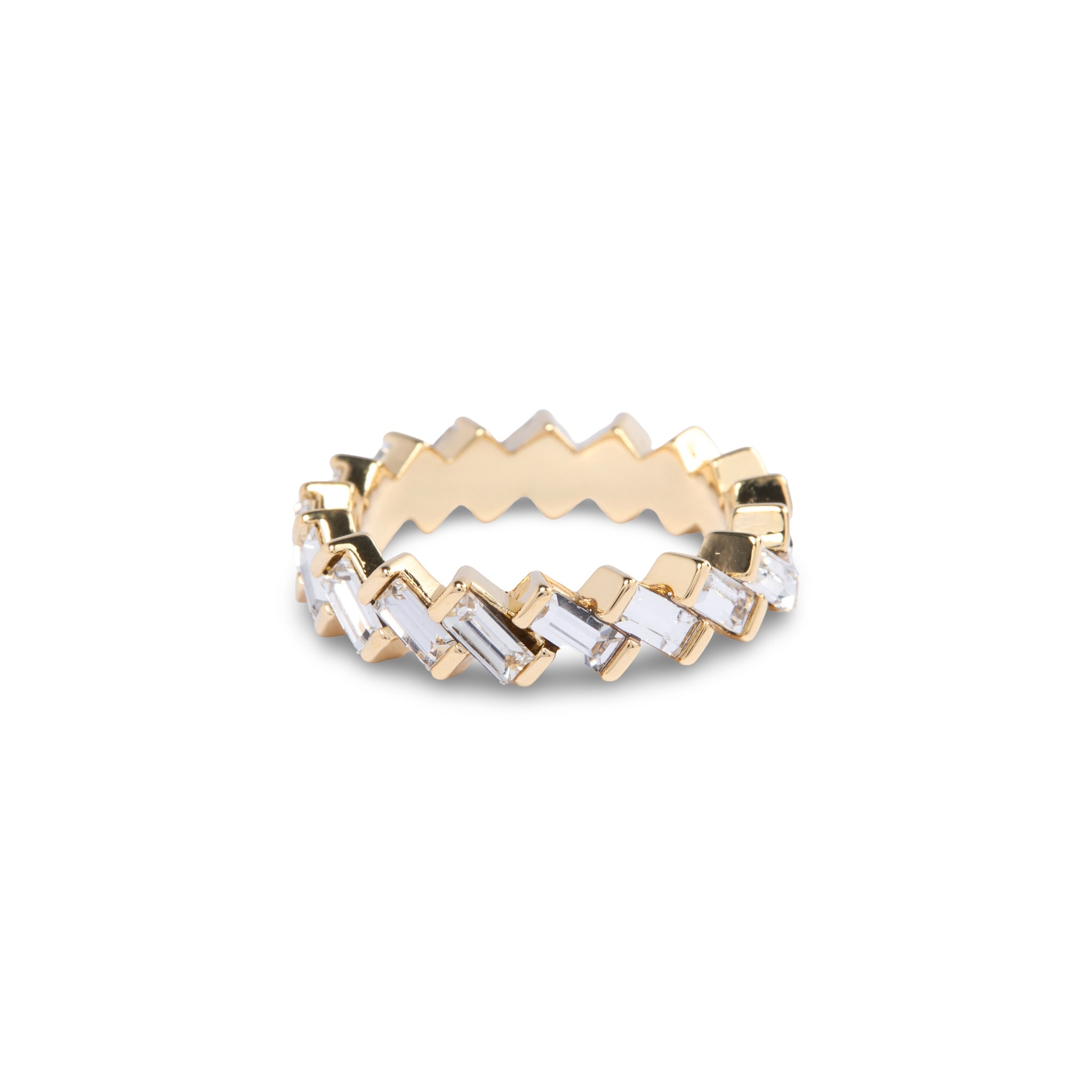 Gold Crystal Stackable Zig Zag Ring