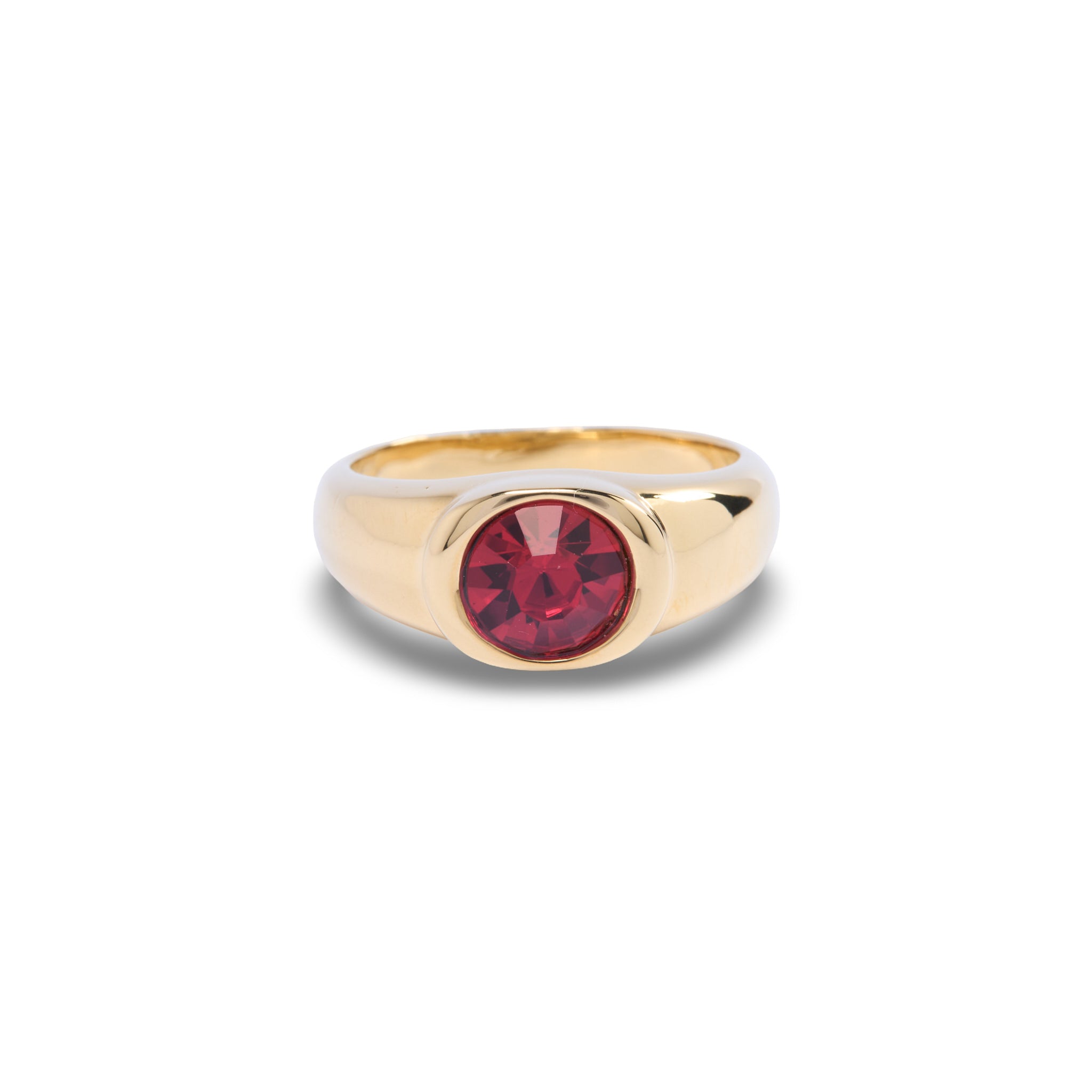 Gold Ruby Small Round Stone Ring