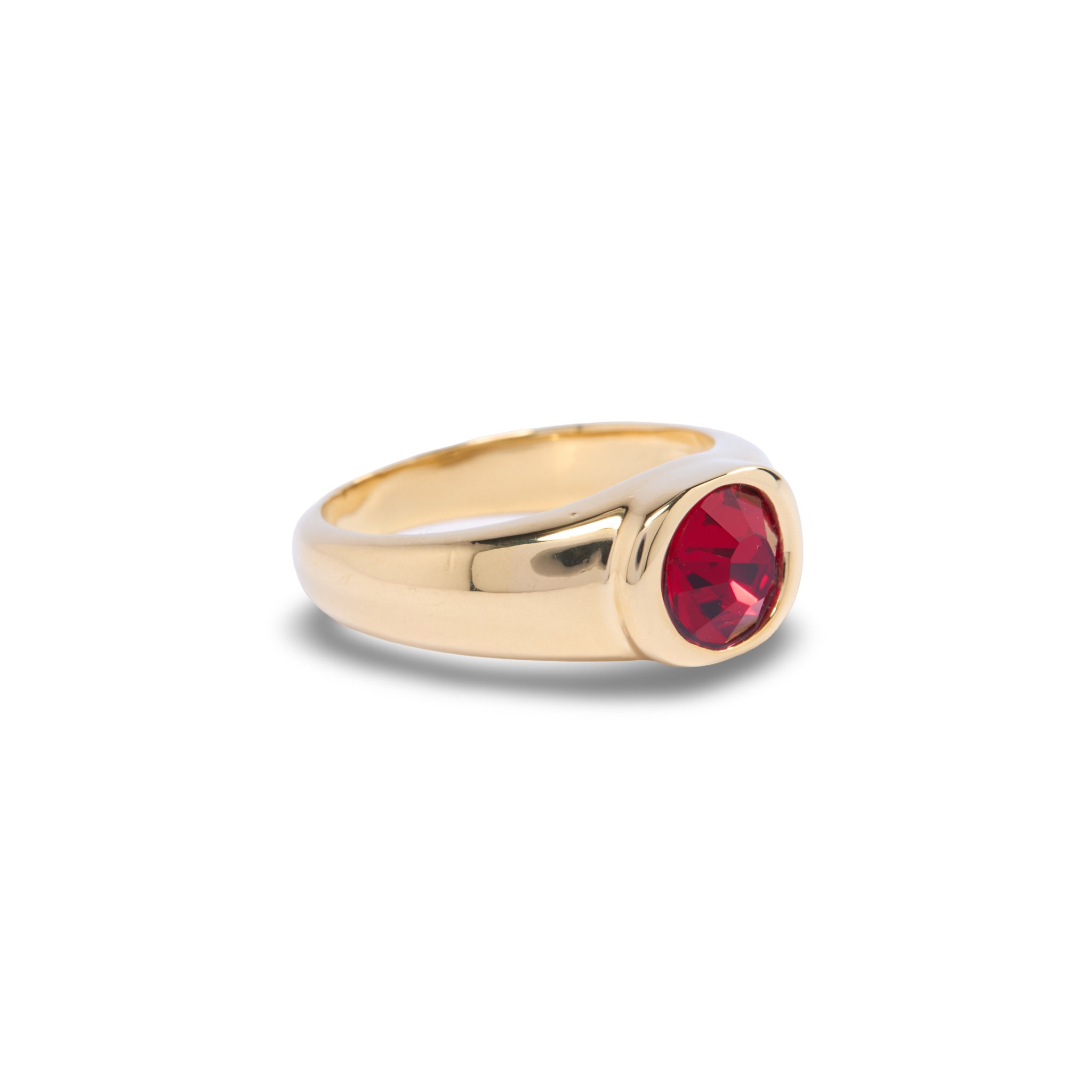 Gold Ruby Small Round Stone Ring