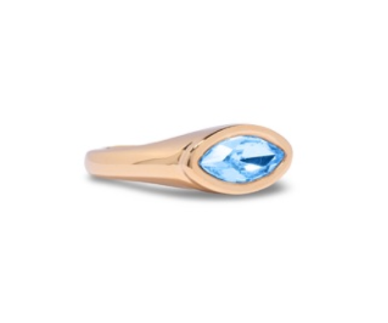 Gold Aqua Marquis Eye Ring