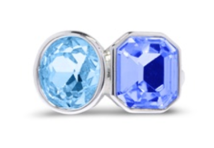 Silver Aqua/Blue Two Stone Ring