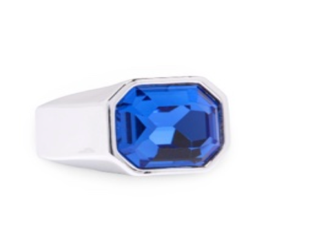 Silver Light Saphire Chunky Gem Ring 6