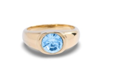 Gold Blue Small Round Stone Ring