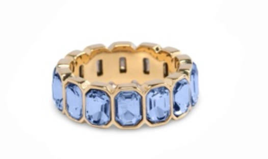 Gold Blue Chunky Bezel Ring