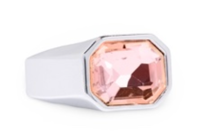 Silver Pink Chunky Gem Ring