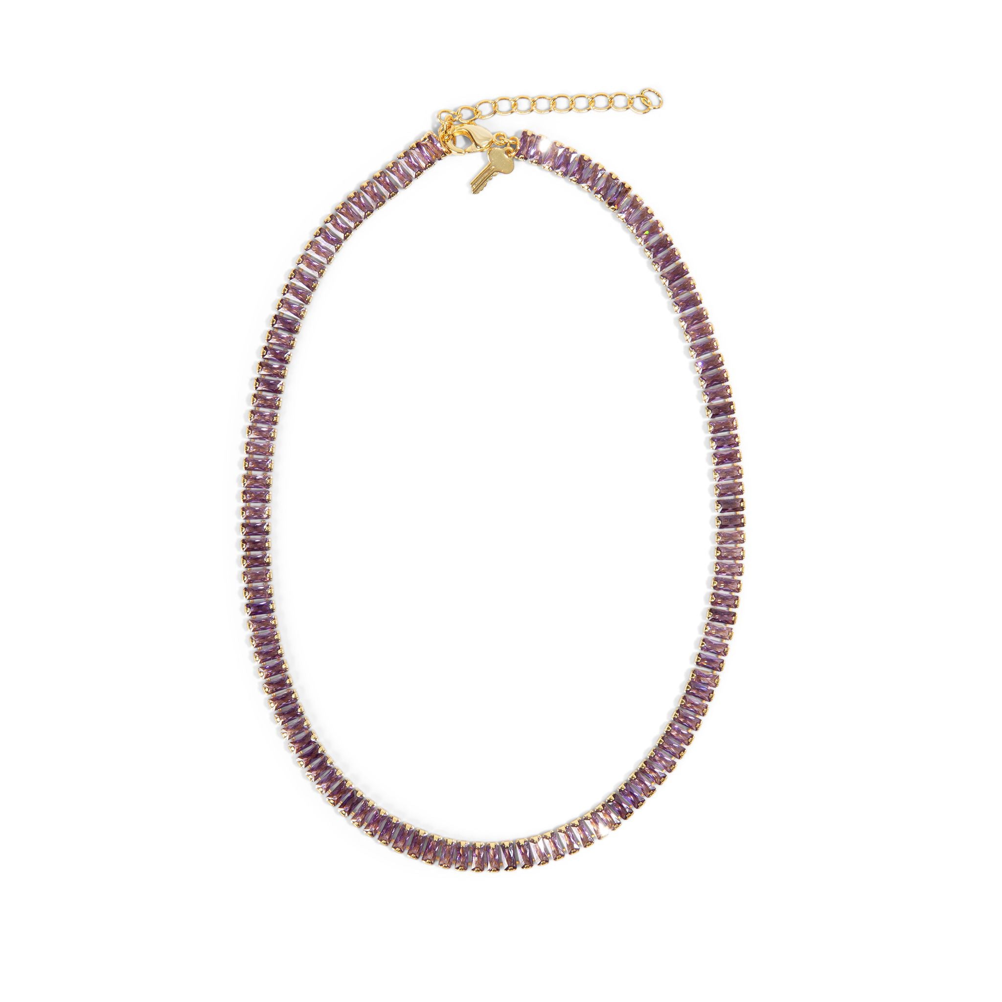 Purple Stone Tennis Necklace