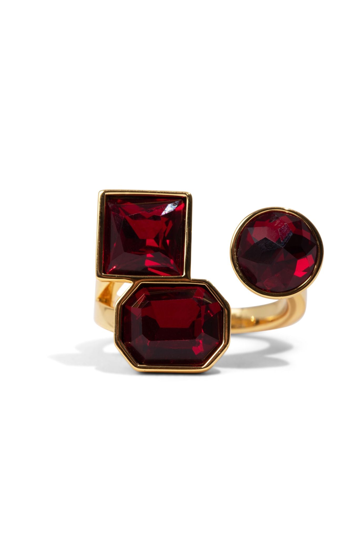 Red Adjustable Stone Gold Ring