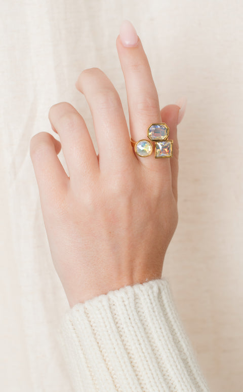Crystal Stone Adjustable Ring