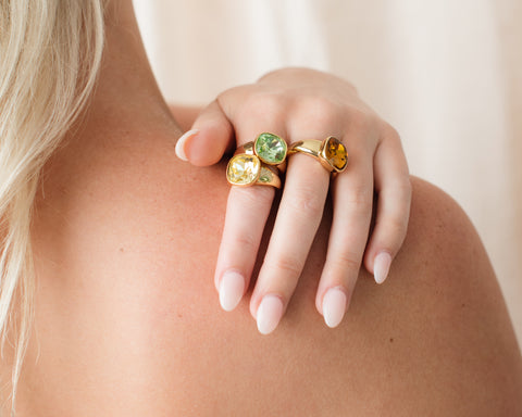Lime Bezel Stone Gold Ring