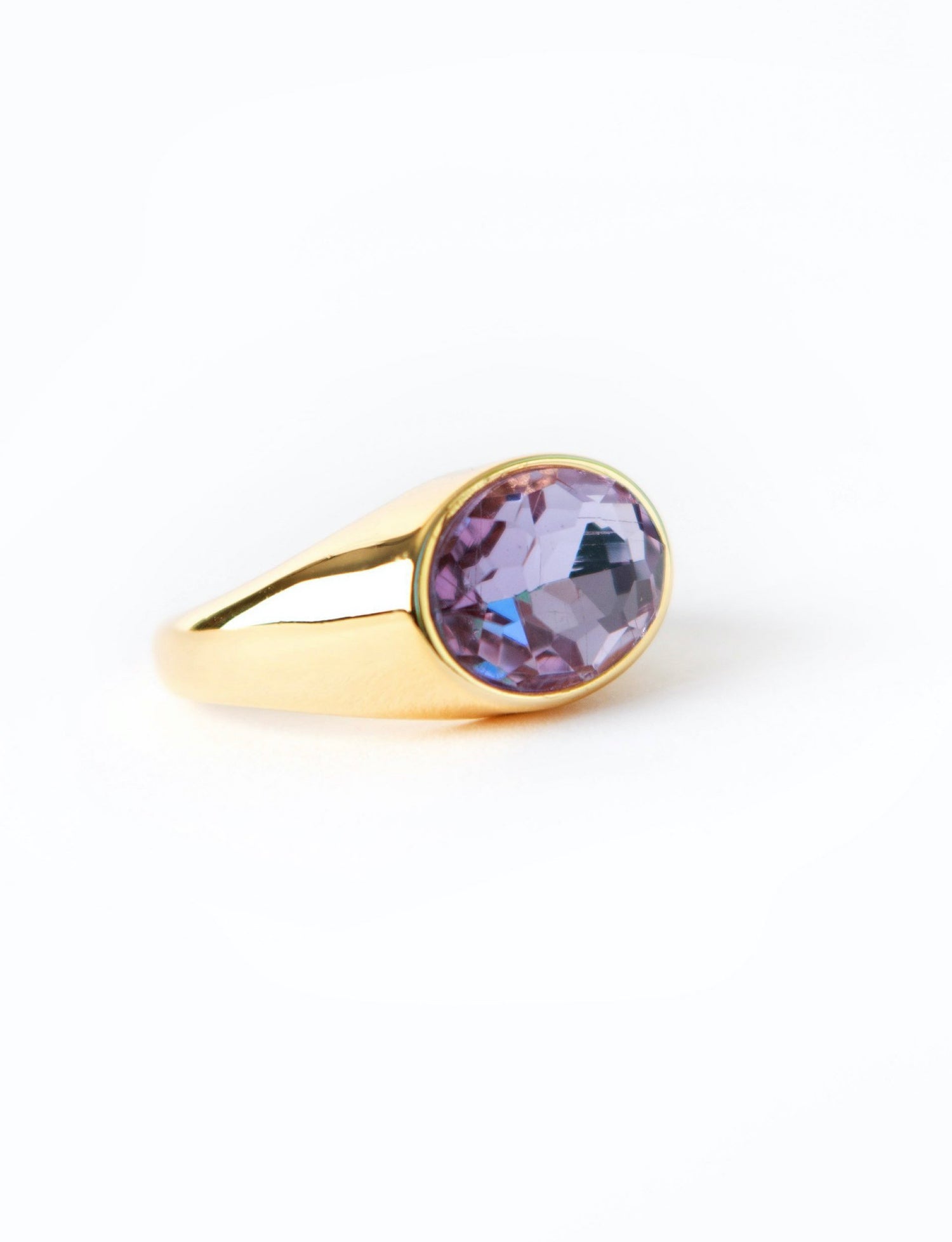 Purple Bezel Oval Stone Ring