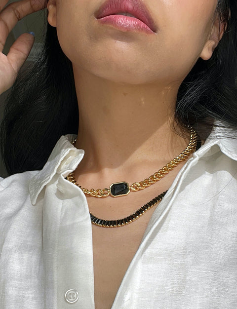 Black Stone Tennis Necklace