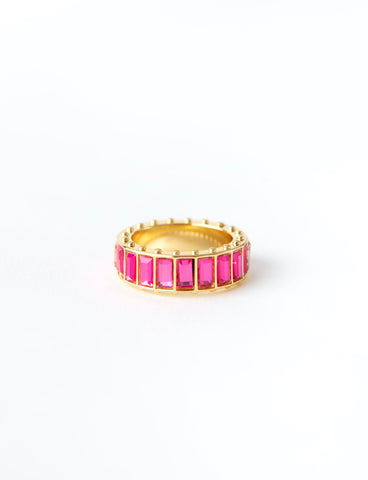 Pink Stone Gold Eternity Ring