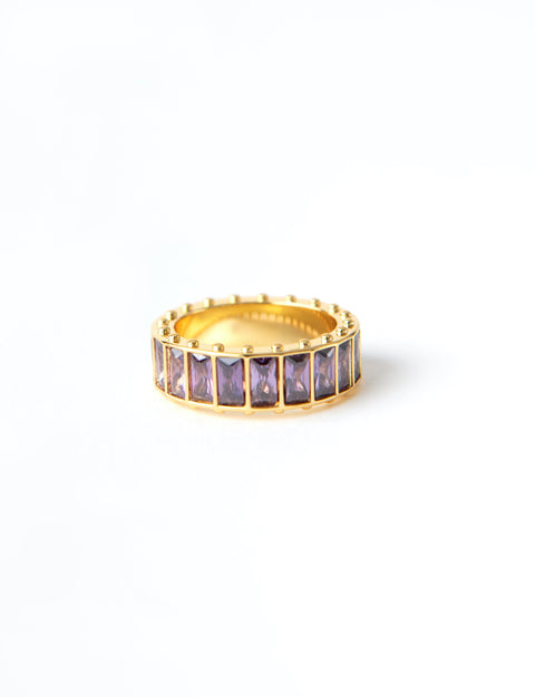 Amethyst Purple Stone Gold Eternity Ring